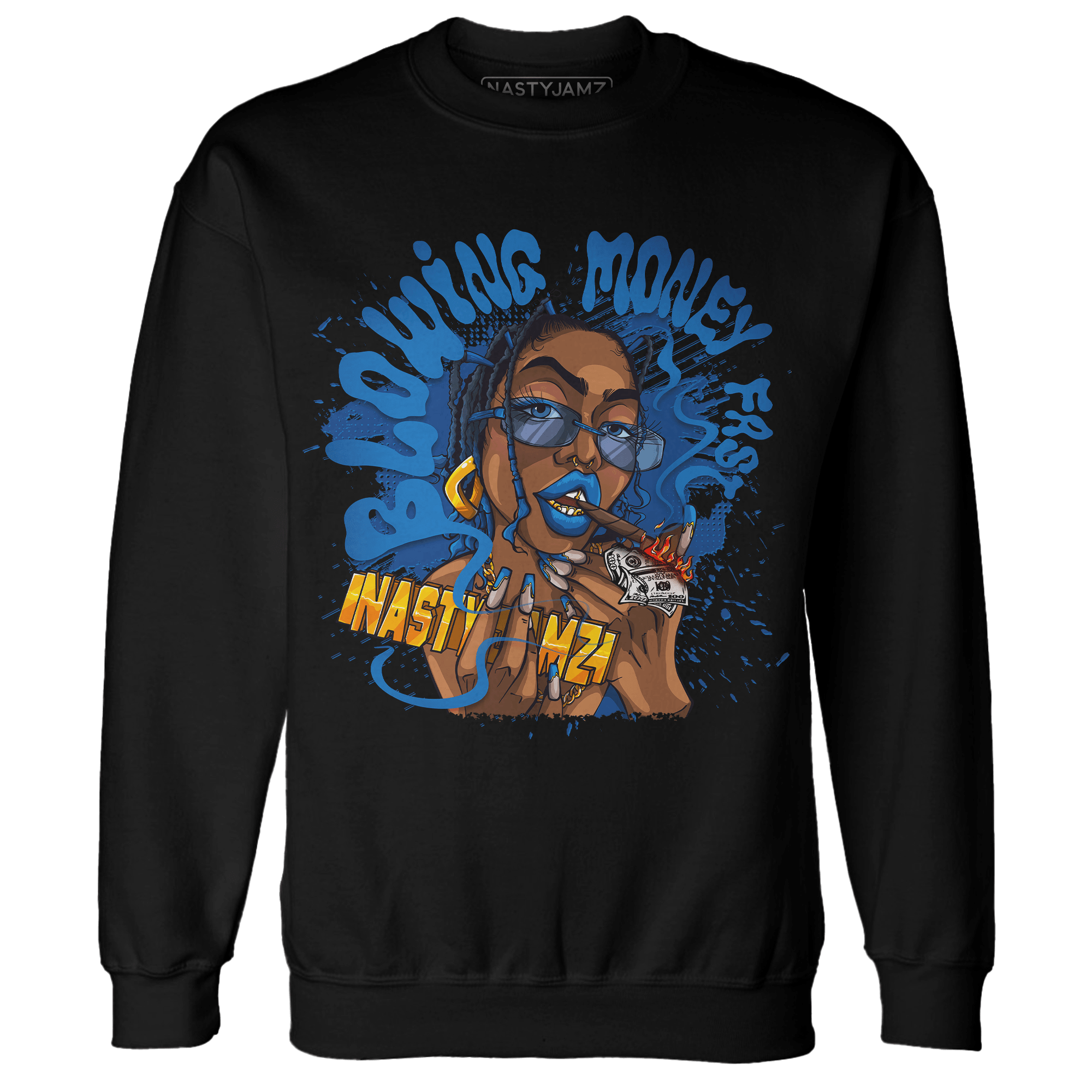 Royal Reimagined 1s Sweatshirt Match Blowing Money Fast Girl - NastyJamz