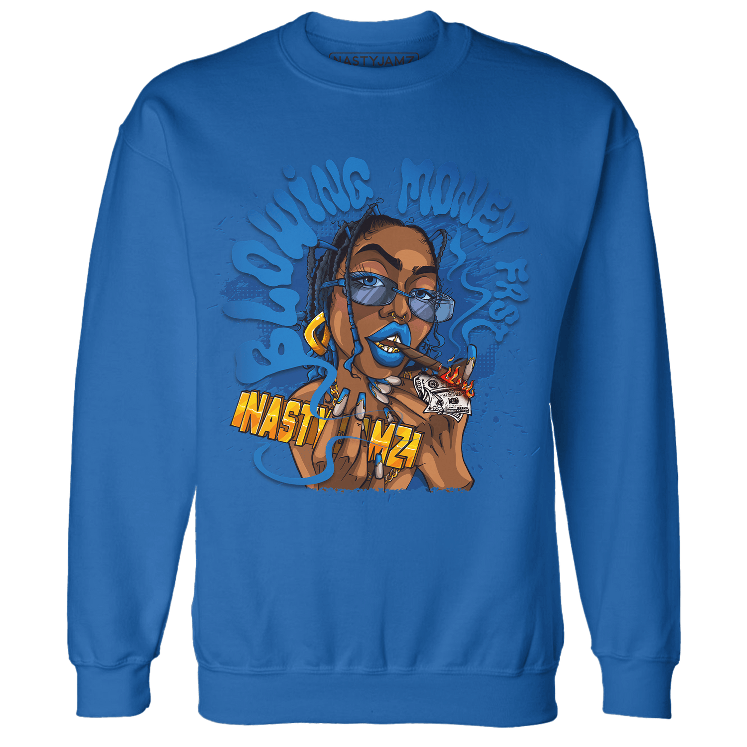 Royal Reimagined 1s Sweatshirt Match Blowing Money Fast Girl - NastyJamz