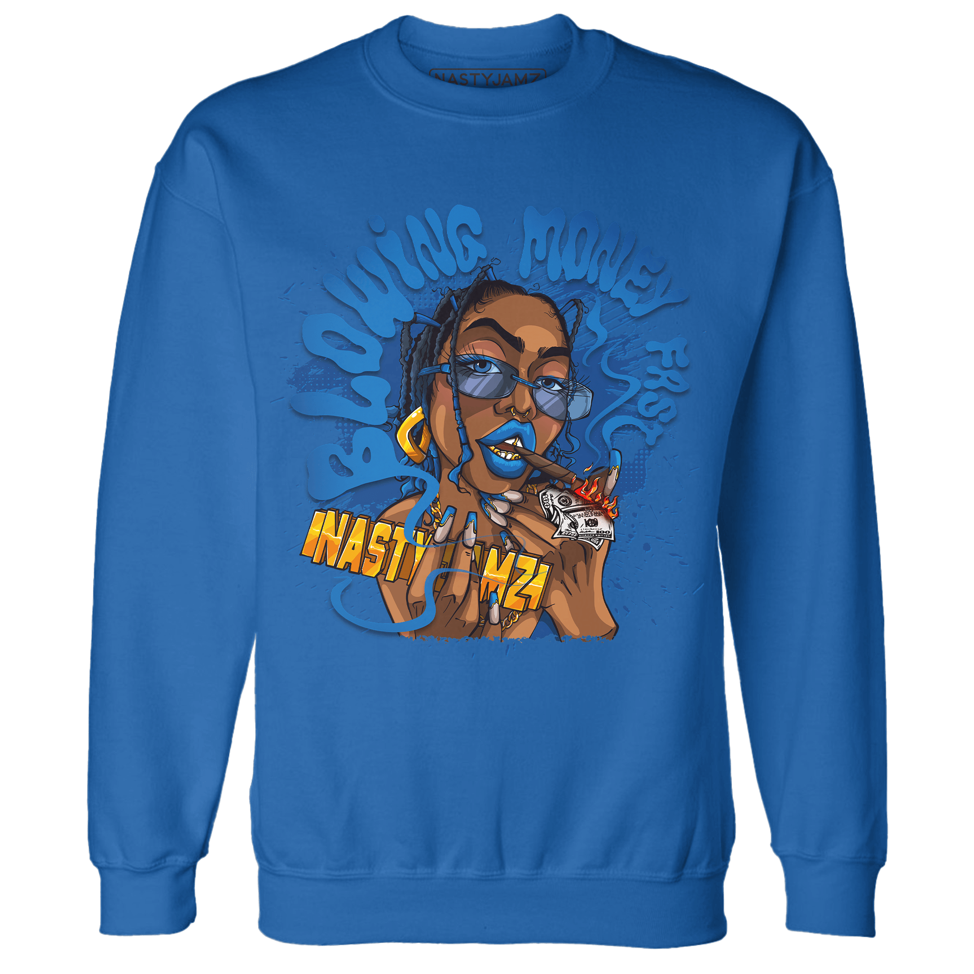 Royal Reimagined 1s Sweatshirt Match Blowing Money Fast Girl - NastyJamz