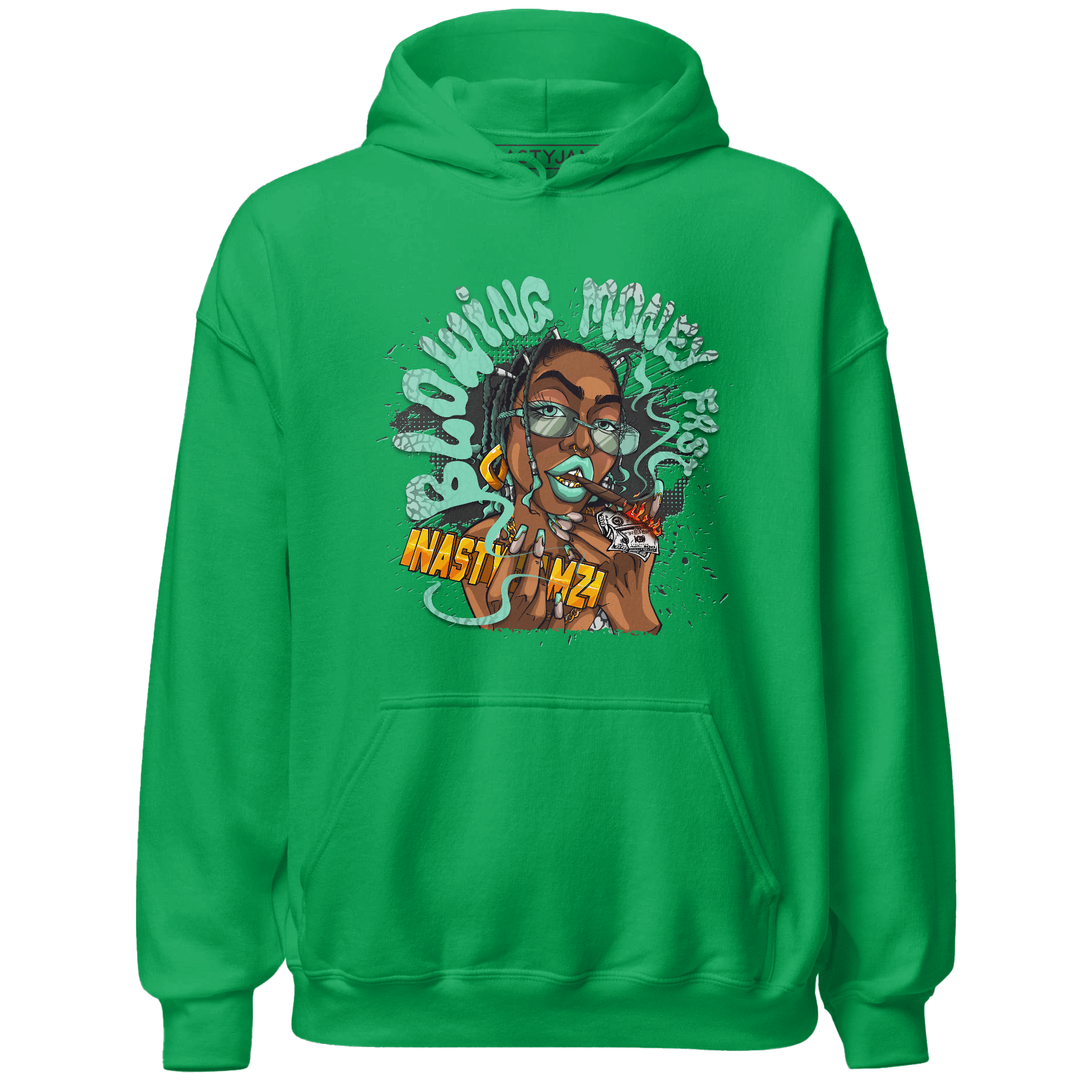 Green Glow 3s Hoodie Match Blowing Money Fast Girl - NastyJamz