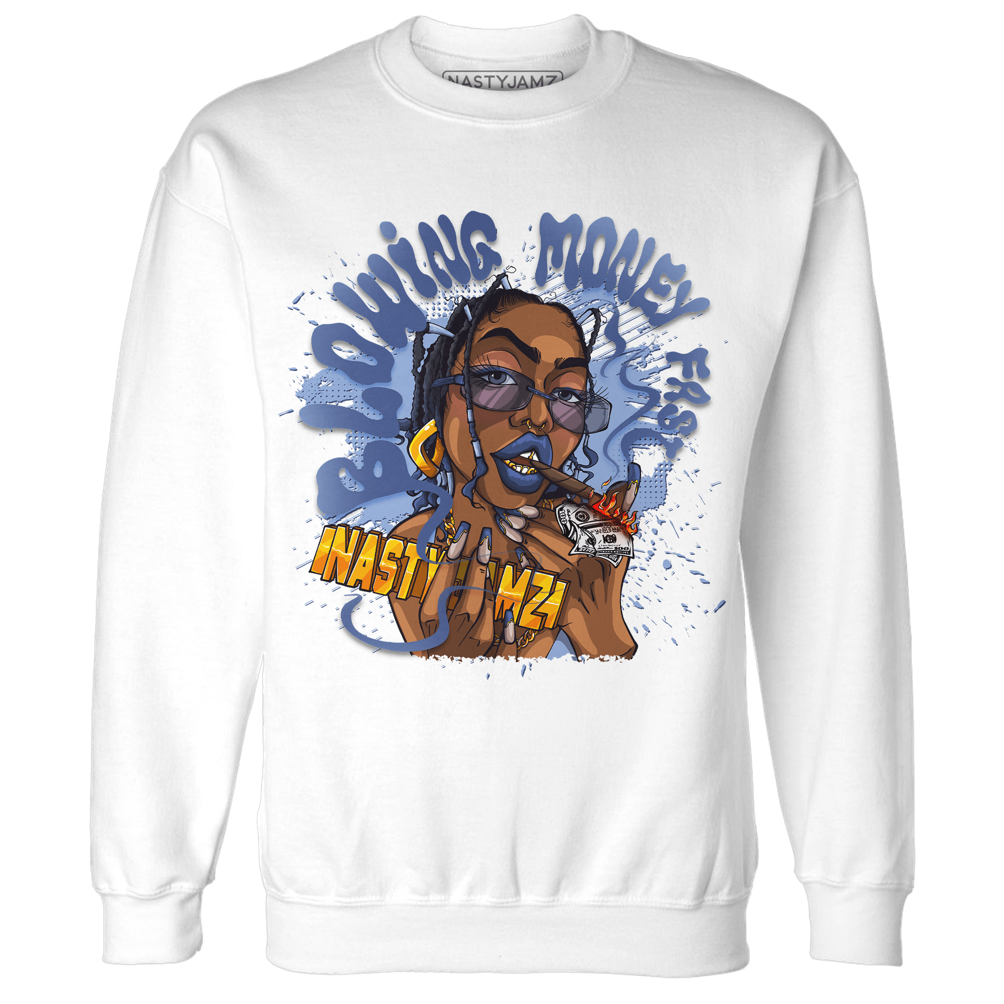 Midnight Navy 5s Sweatshirt Match Blowing Money Fast Girl - NastyJamz