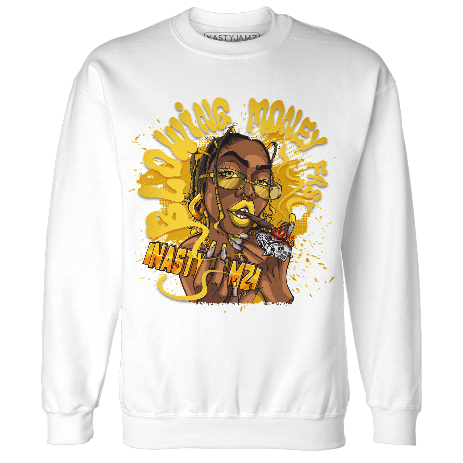 Yellow Ochre 6s Sweatshirt Match Blowing Money Fast Girl - NastyJamz