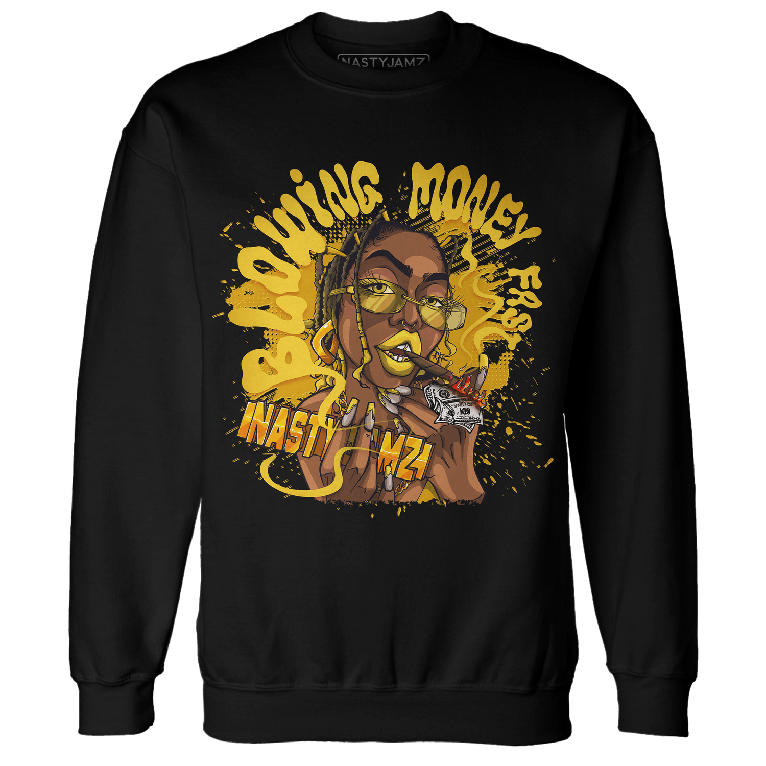 Yellow Ochre 6s Sweatshirt Match Blowing Money Fast Girl - NastyJamz