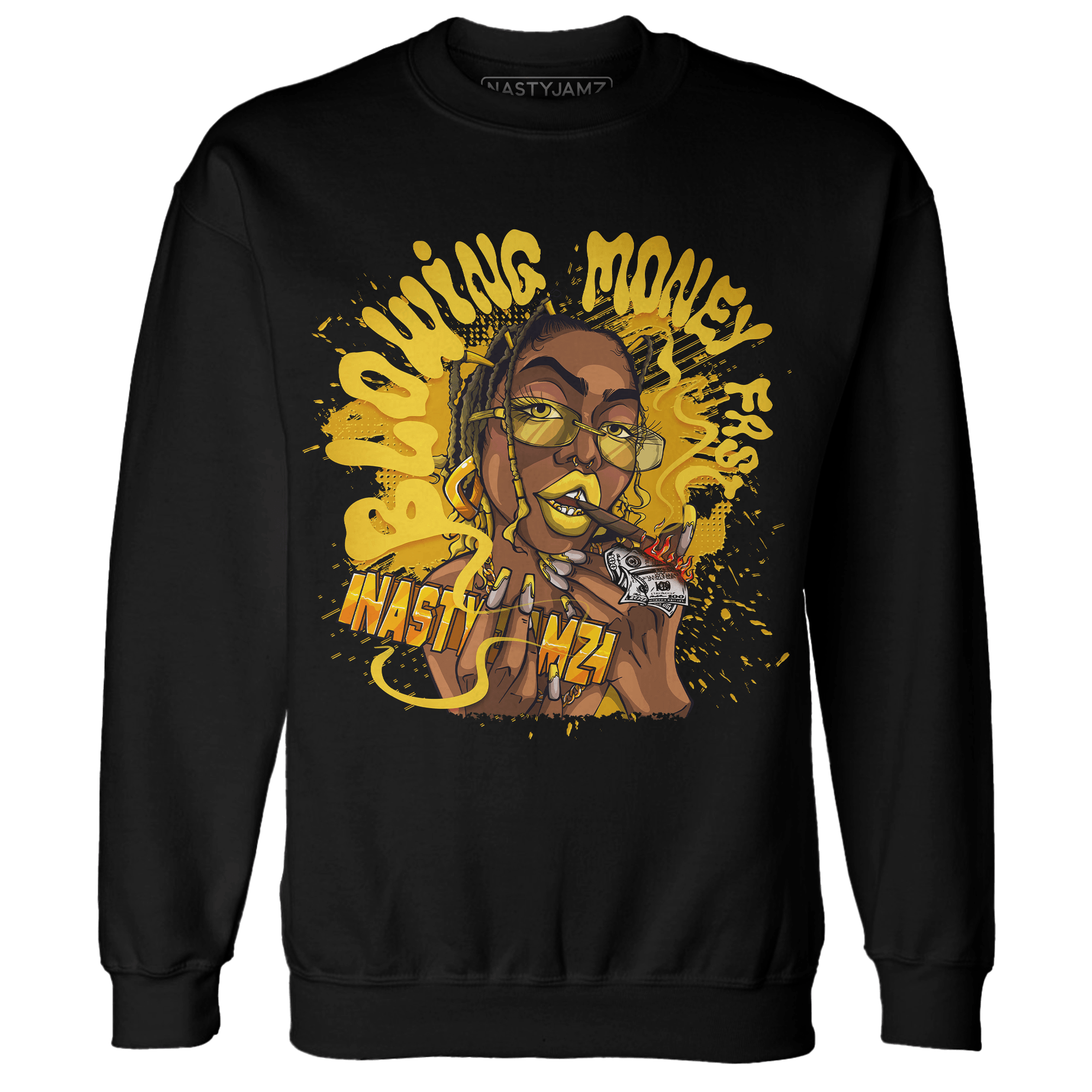 Yellow Ochre 6s Sweatshirt Match Blowing Money Fast Girl - NastyJamz