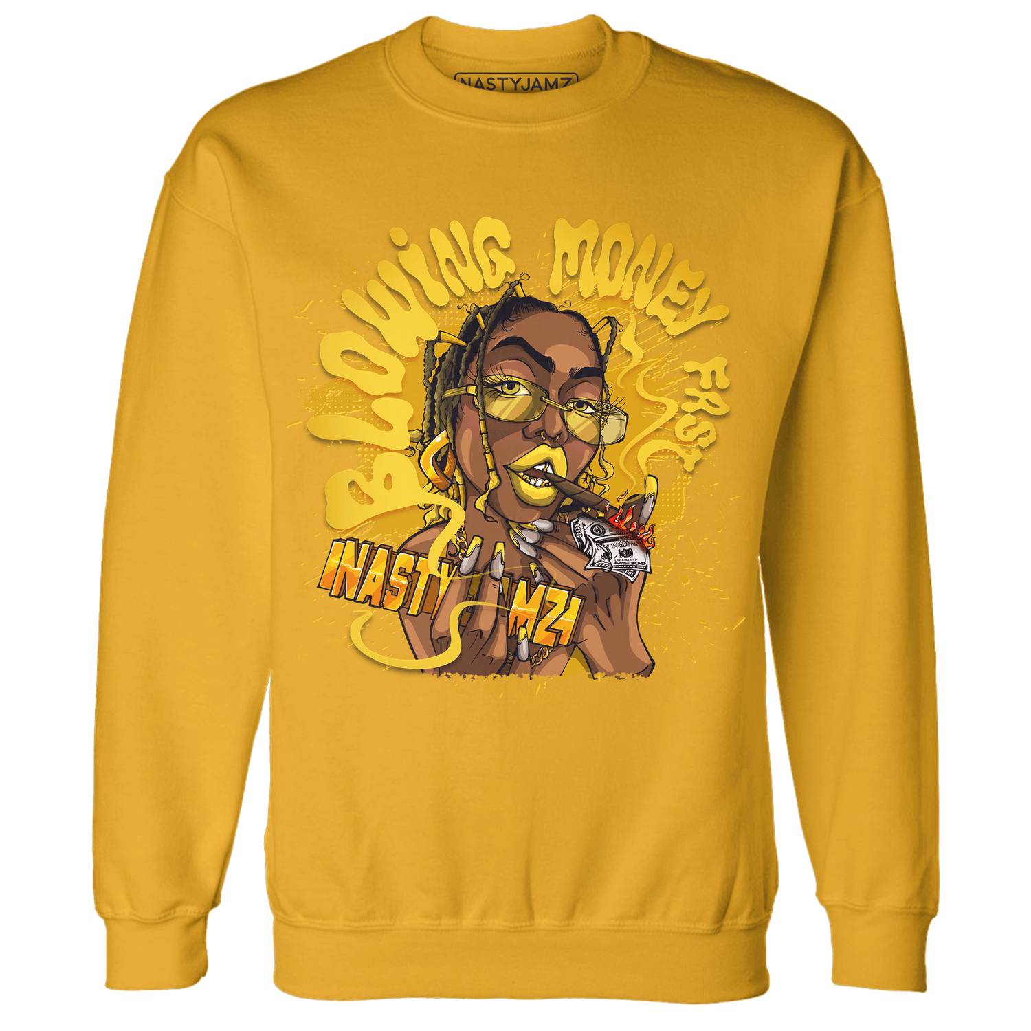 Yellow Ochre 6s Sweatshirt Match Blowing Money Fast Girl - NastyJamz