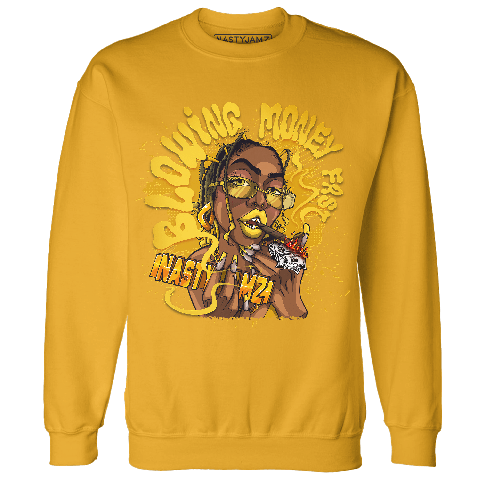Yellow Ochre 6s Sweatshirt Match Blowing Money Fast Girl - NastyJamz