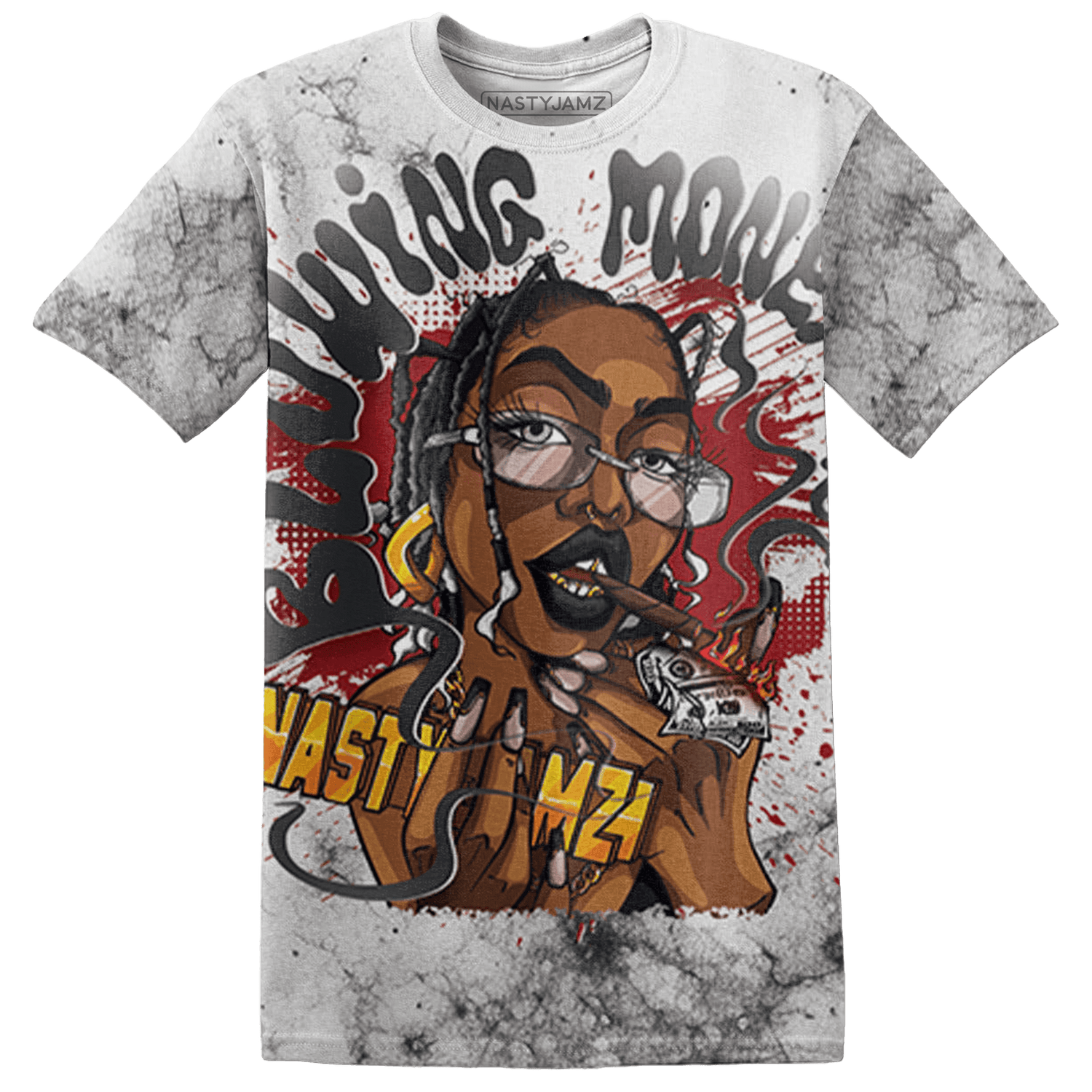 Retro Red Taxi 12s T Shirt Match Blowing Money Fast Girl 3D All-Over Print - NastyJamz