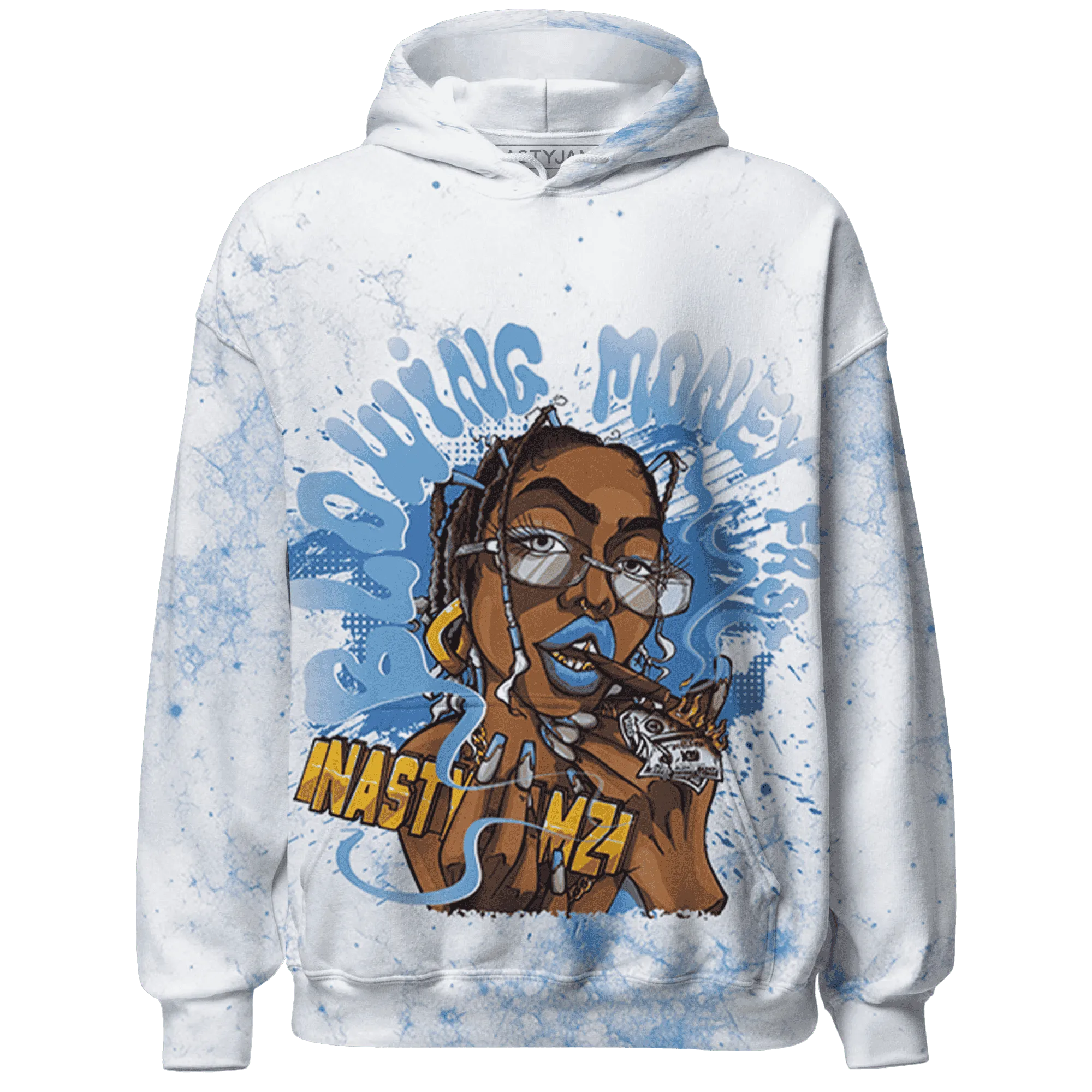 Carolina-Blue-Univercitii-17s-Hoodie-Match-Blowing-Money-Fast-Girl-3D