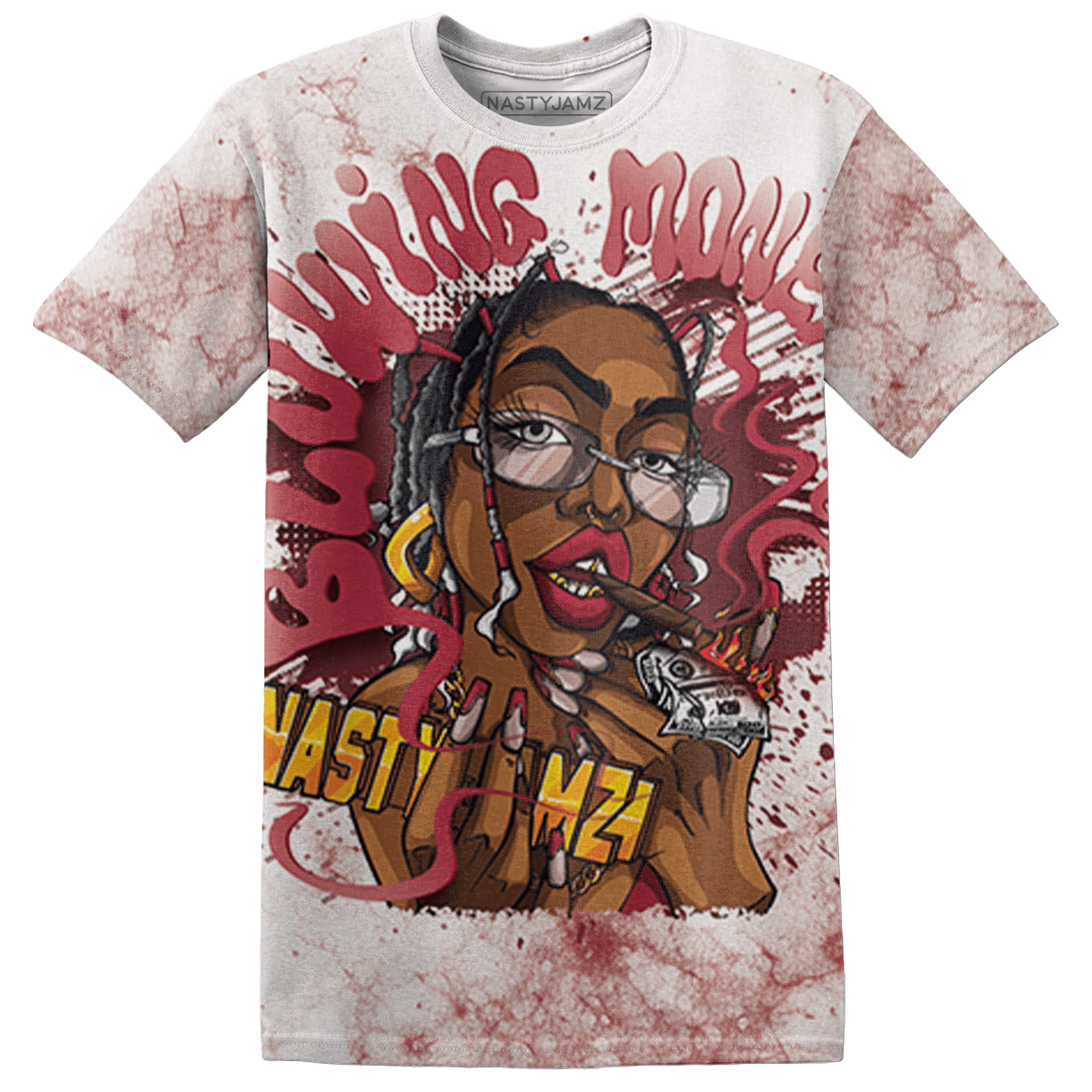 High 85 Metallic Burgundy 1s T Shirt Match Blowing Money Fast Girl 3D All-Over Print - NastyJamz