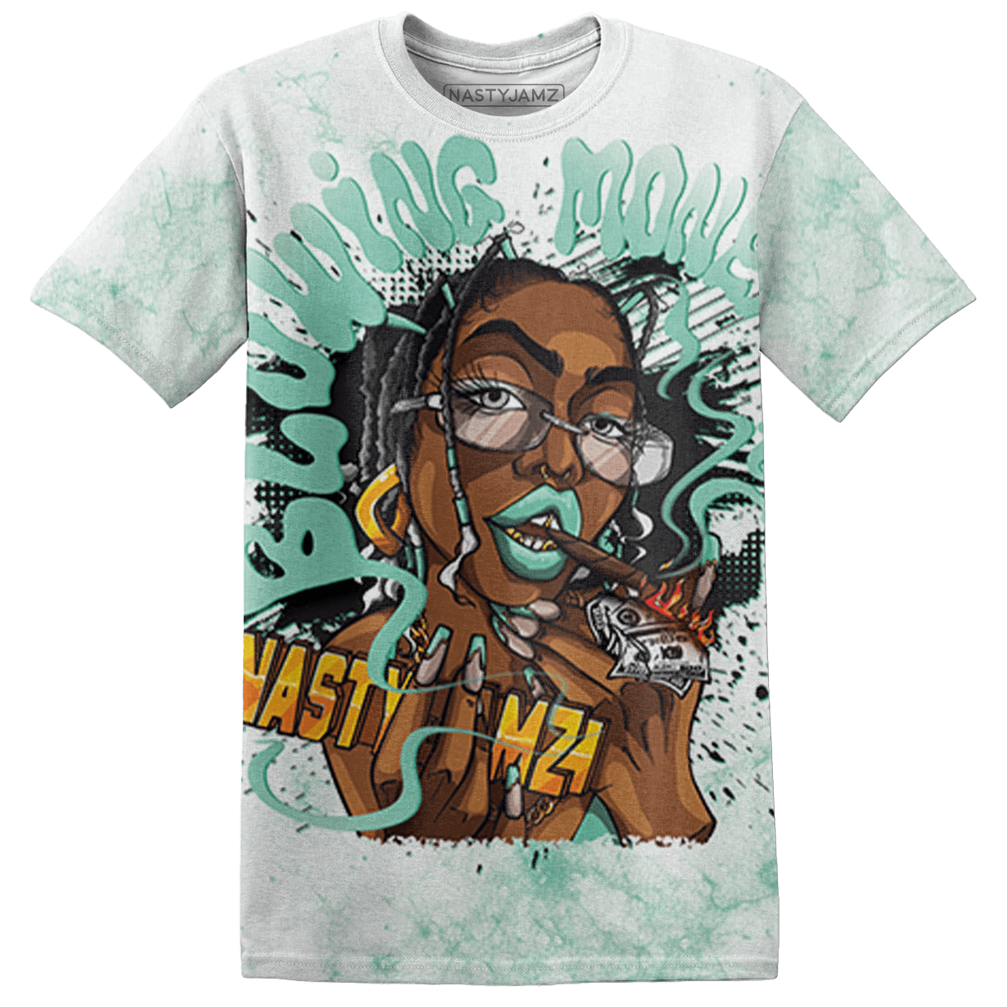 High OG Green Glow 1s T Shirt Match Blowing Money Fast Girl 3D All-Over Print - NastyJamz