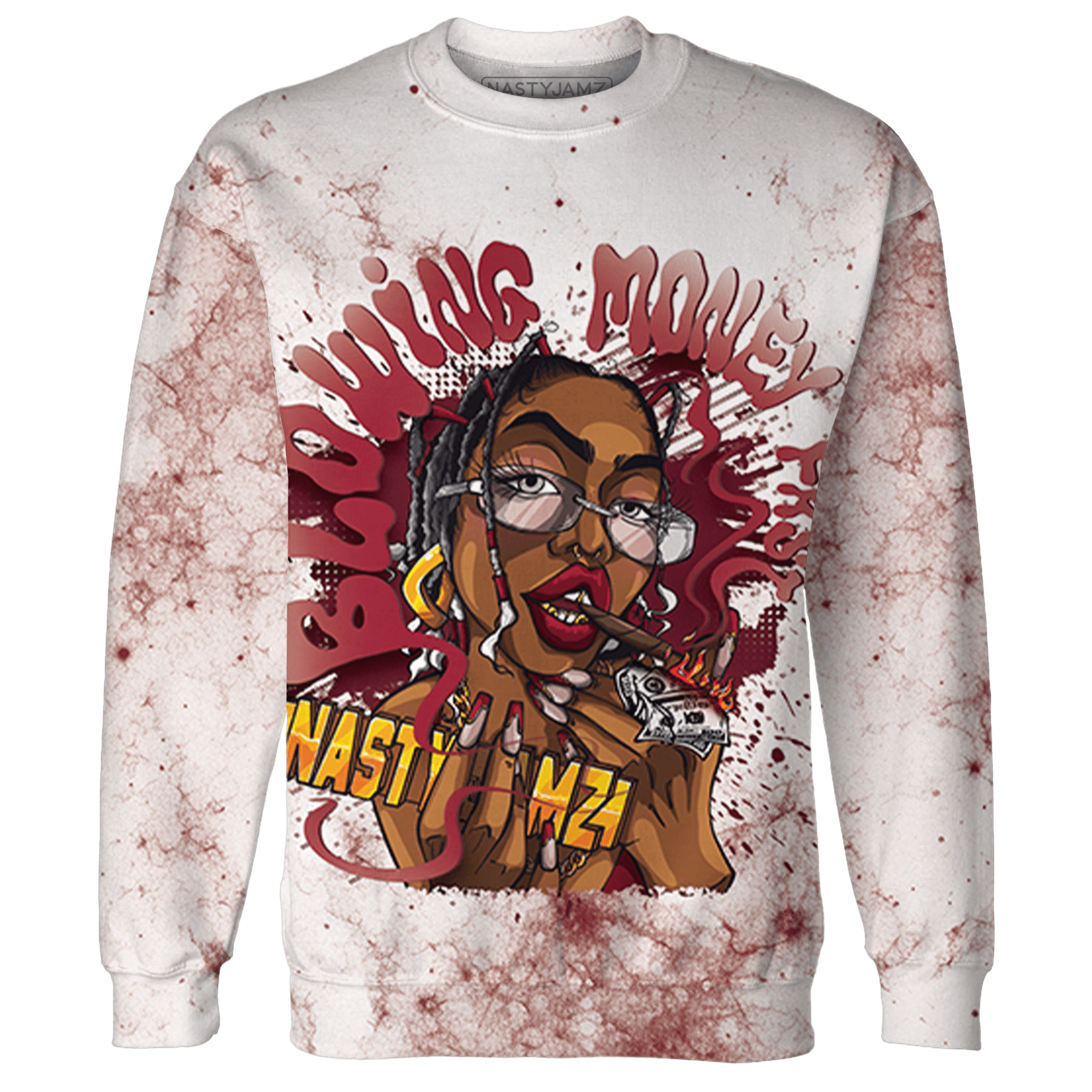 High White Team Red 1s Sweatshirt Match Blowing Money Fast Girl 3D All-Over Print - NastyJamz
