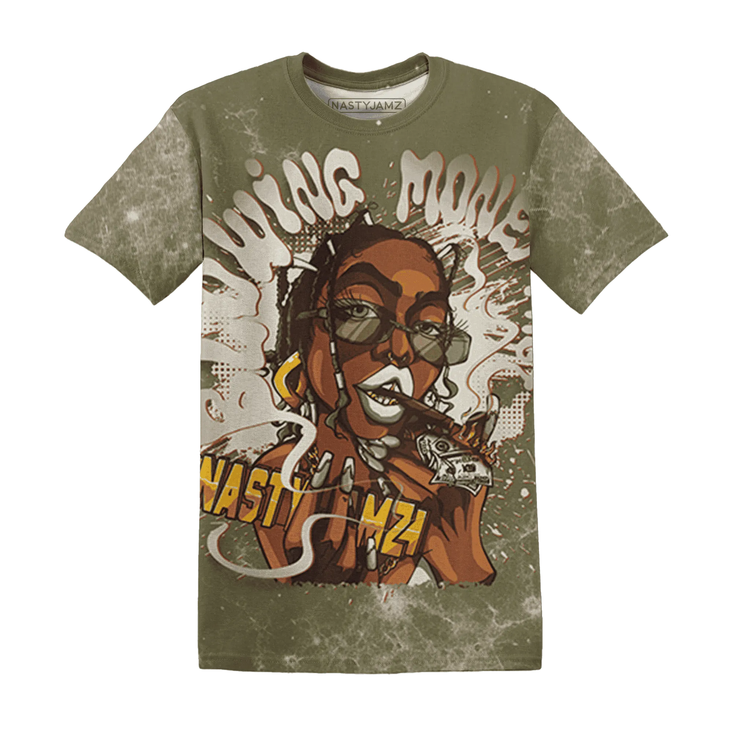 Medium-Olive-1s-T-Shirt-Match-Blowing-Money-Fast-Girl-3D