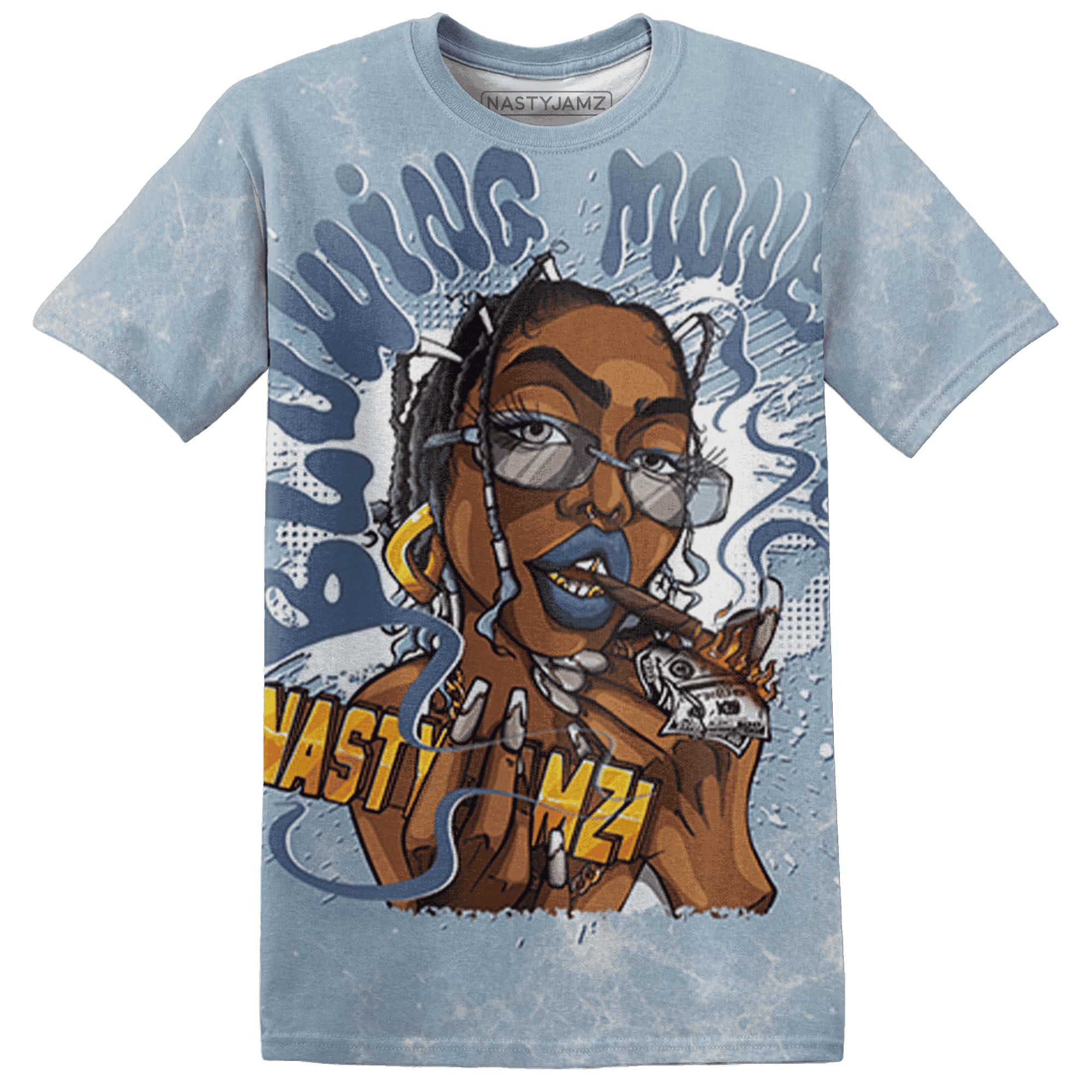 Mid Diffused Blue Grey 1s T Shirt Match Blowing Money Fast Girl 3D All-Over Print - NastyJamz