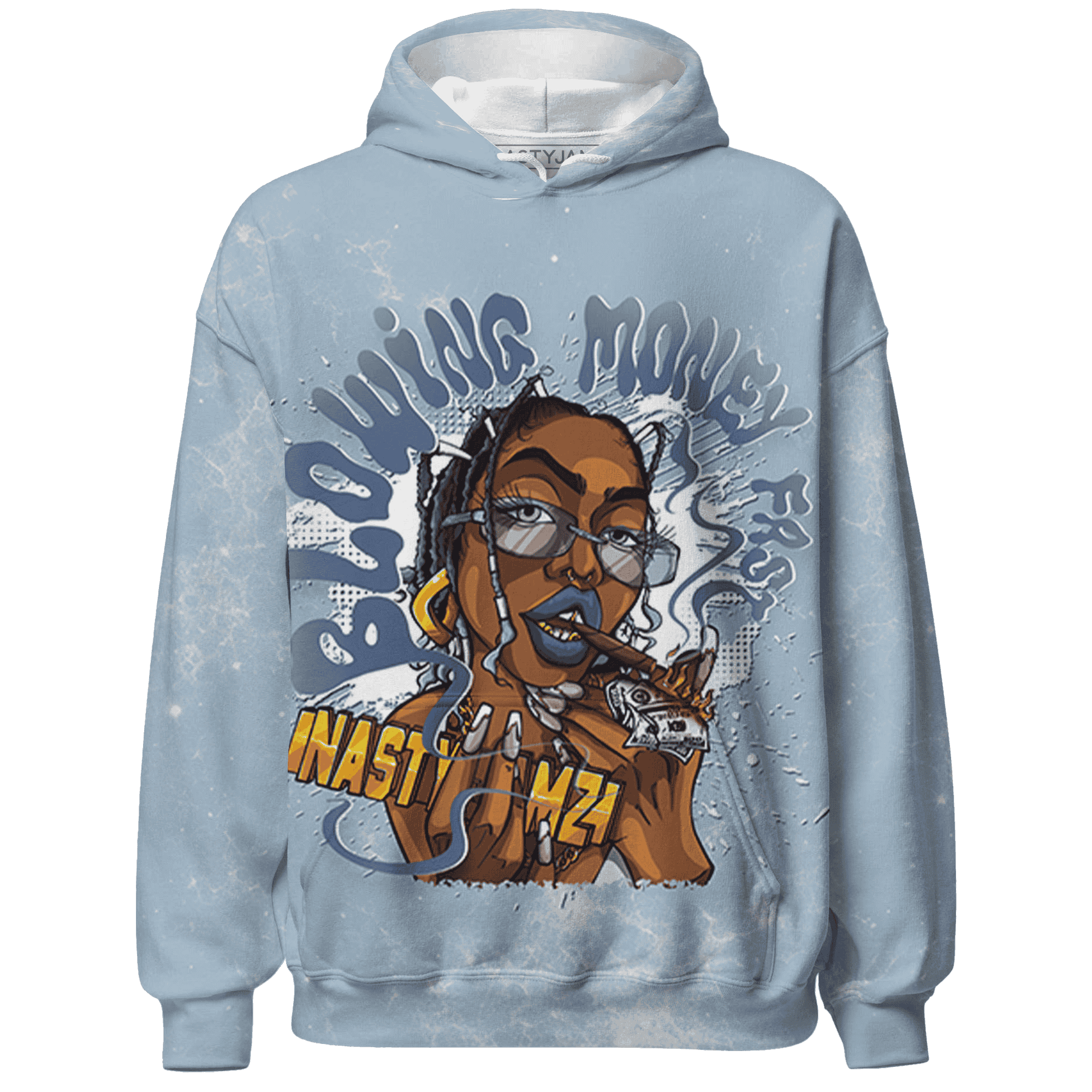 Mid Diffused Blue Grey 1s Hoodie Match Blowing Money Fast Girl 3D All-Over Print - NastyJamz