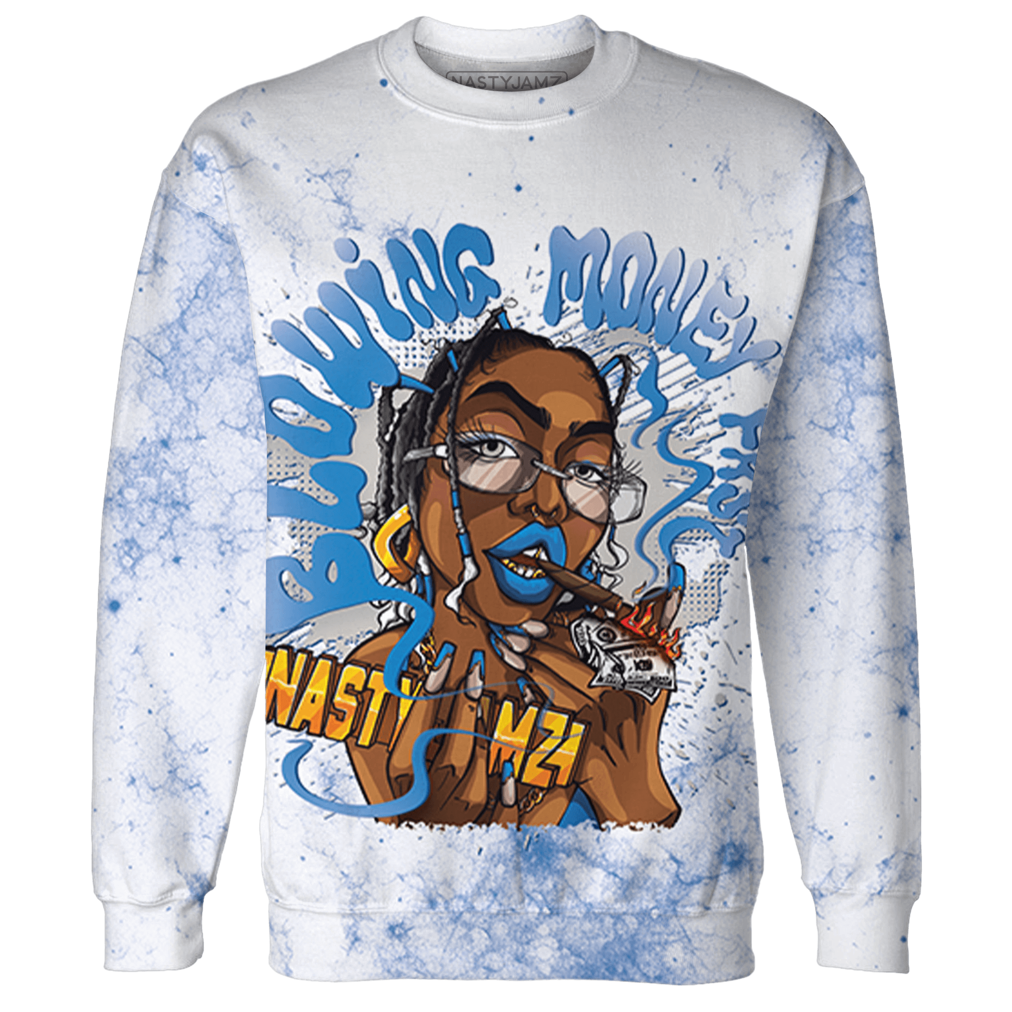 Industrial Blue 4s Sweatshirt Match Blowing Money Fast Girl 3D All-Over Print - NastyJamz