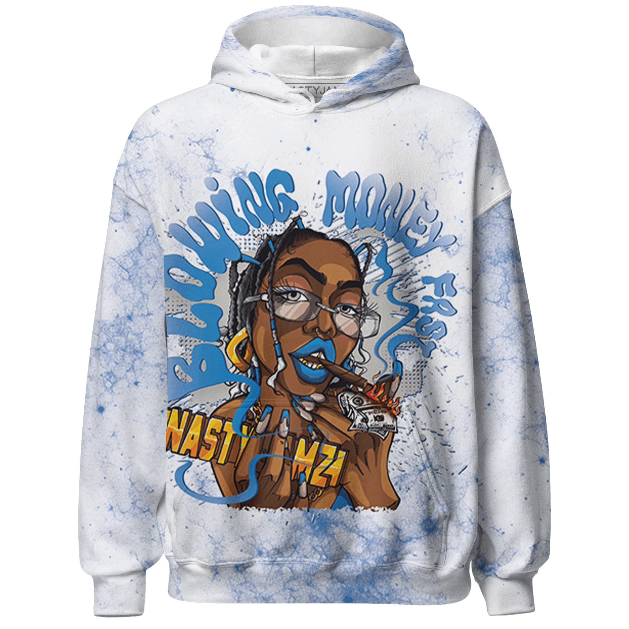 Industrial Blue 4s Hoodie Match Blowing Money Fast Girl 3D All-Over Print - NastyJamz