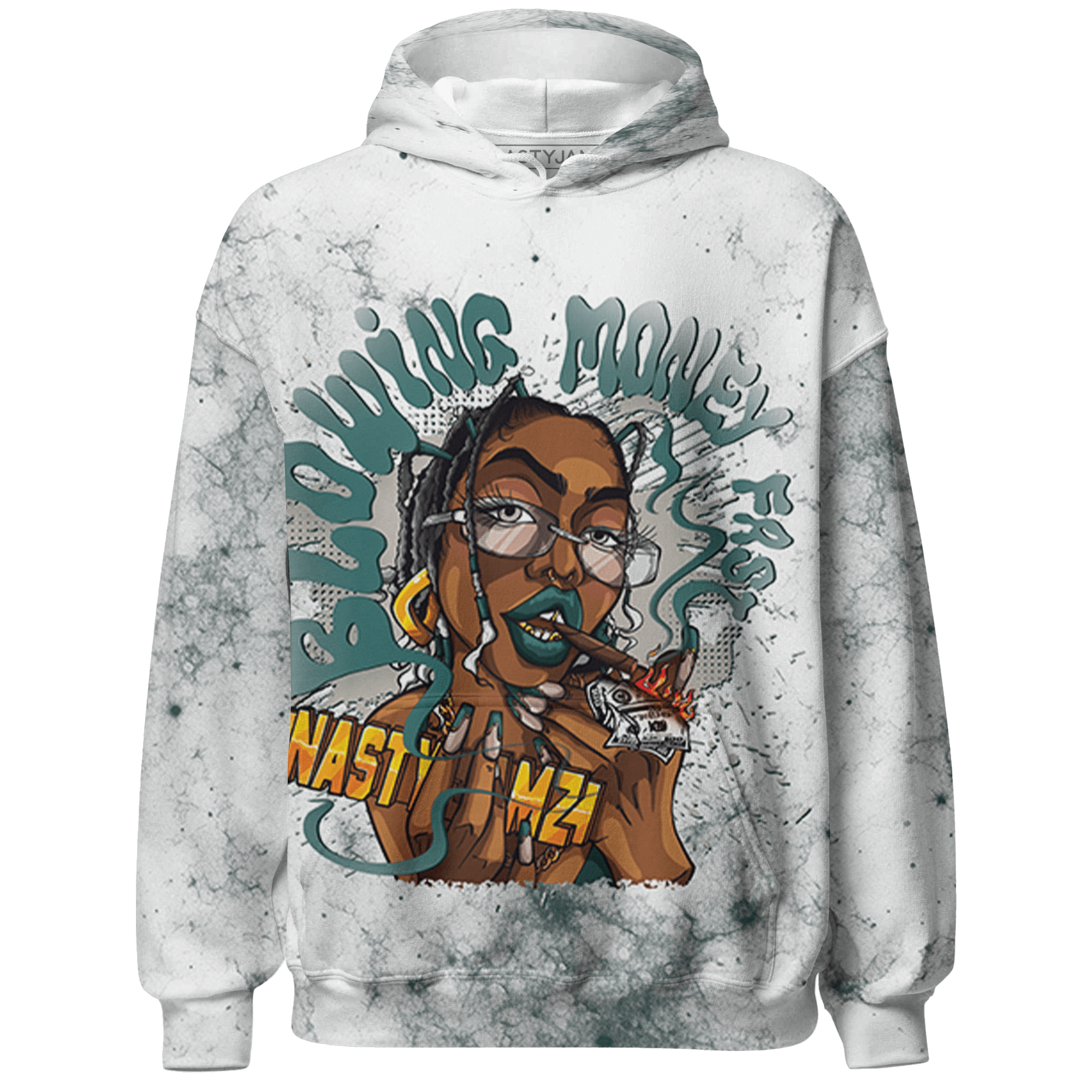Oxidized Green 4s Hoodie Match Blowing Money Fast Girl 3D All-Over Print - NastyJamz