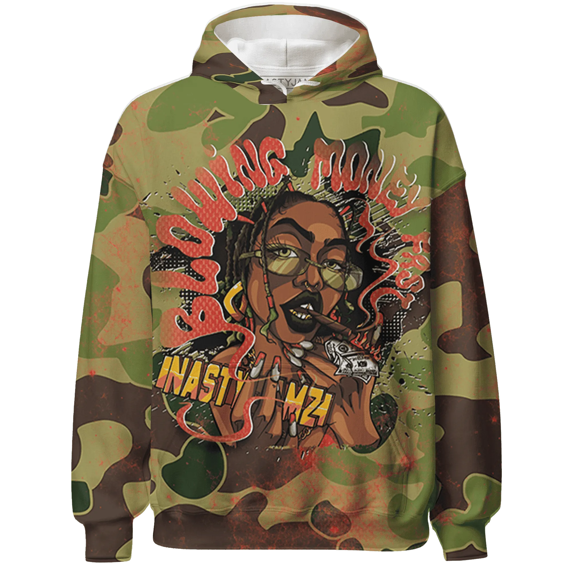AM-90-Dark-Sage-Solar-Red-NastyJamz-Hoodie-Match-Blowing-Money-Fast-Girl-3D