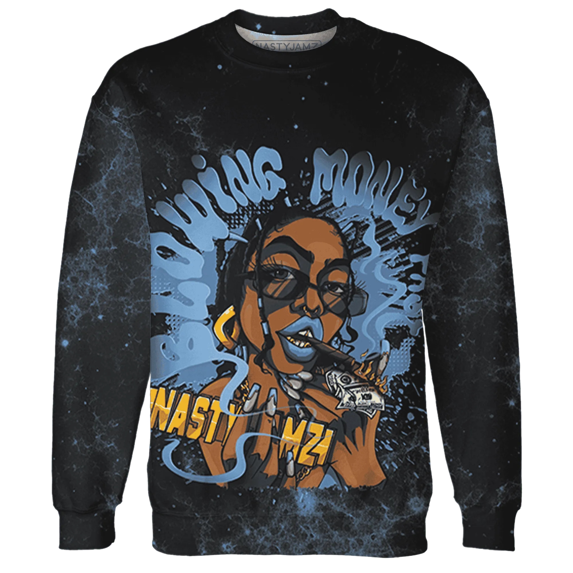 AM-Plus-Black-Univercitii-Blue-Sweatshirt-Match-Blowing-Money-Fast-Girl-3D