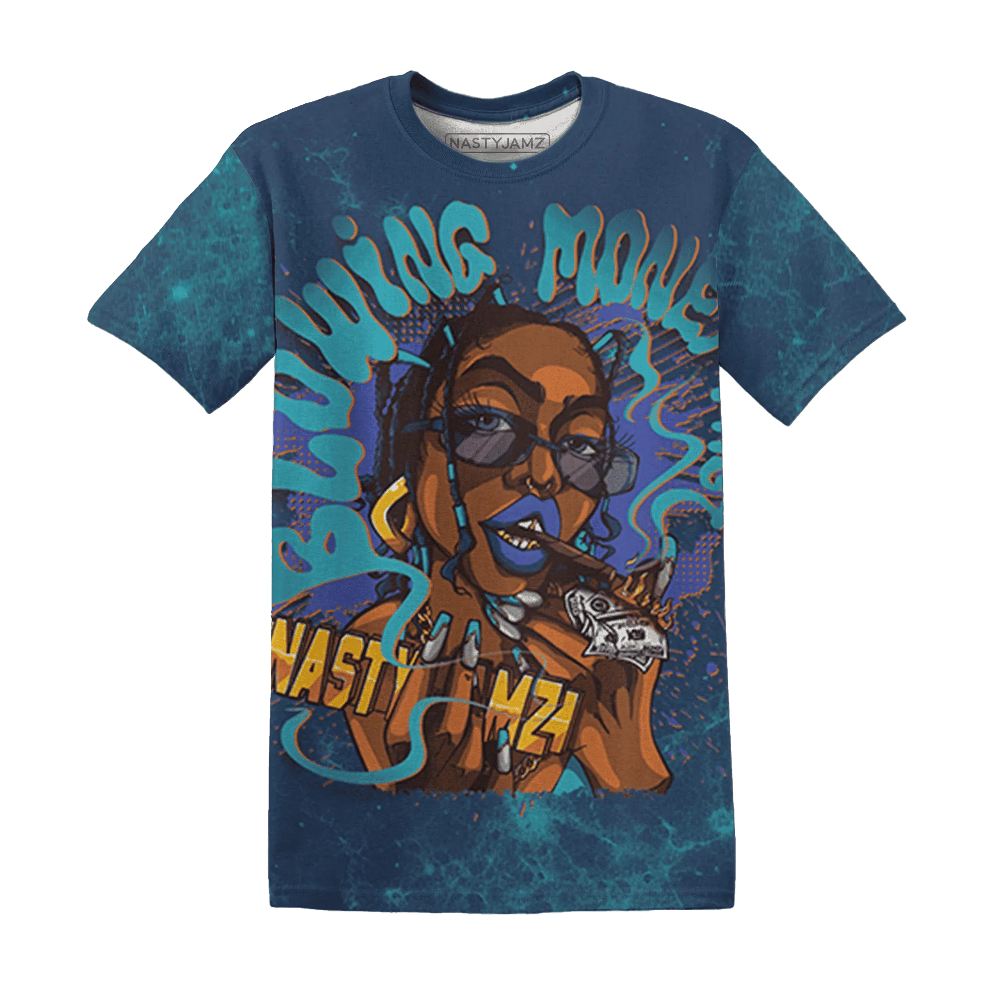 AM-Plus-Drift-Midnight-Navy-Total-Orange-Dusty-Cactus-T-Shirt-Match-Blowing-Money-Fast-Girl-3D