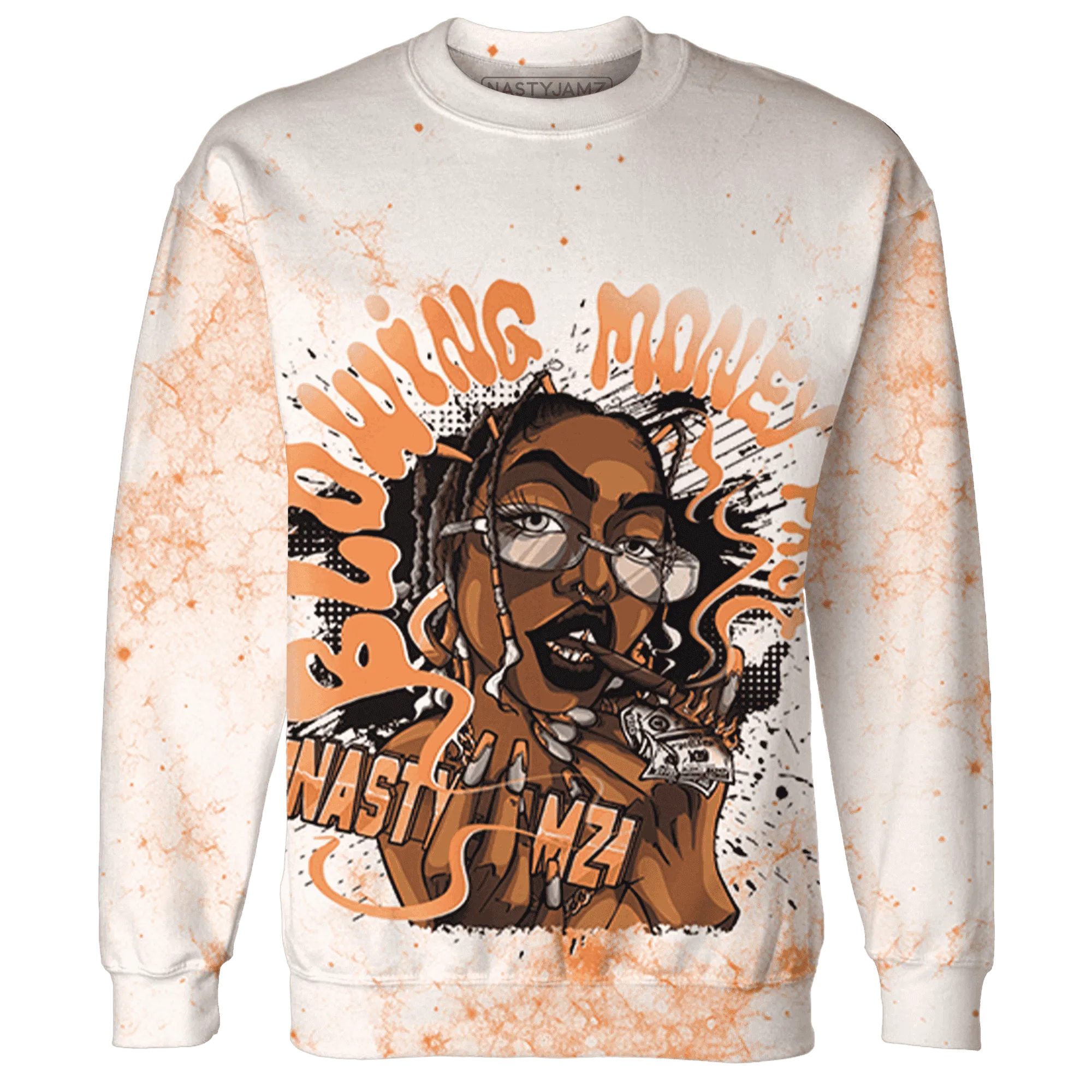 AM-TW-White-Orange-Sweatshirt-Match-Blowing-Money-Fast-Girl-3D