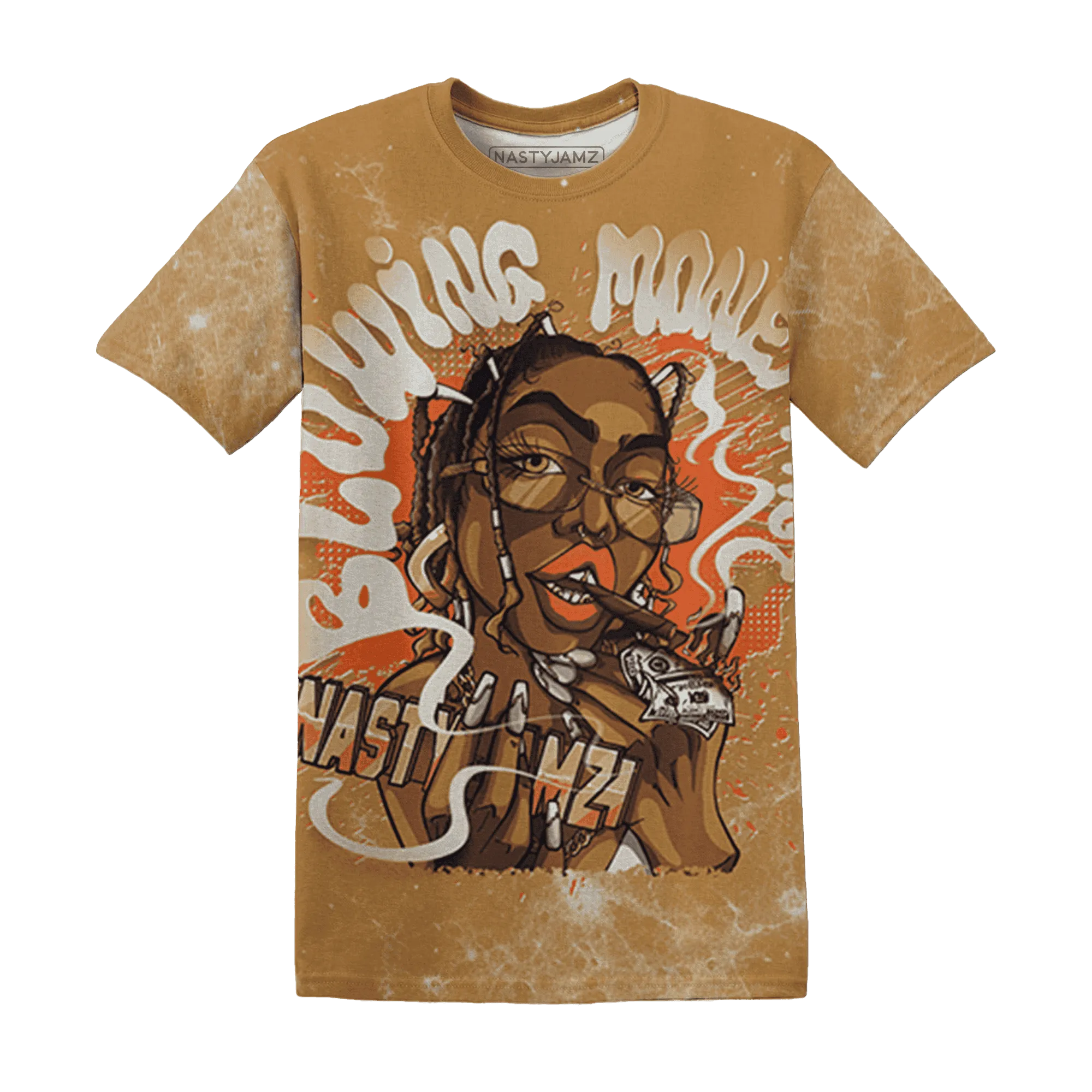 Dunk-Low-Retro-Wheat-Orange-NastyJamz-T-Shirt-Match-Blowing-Money-Fast-Girl-3D
