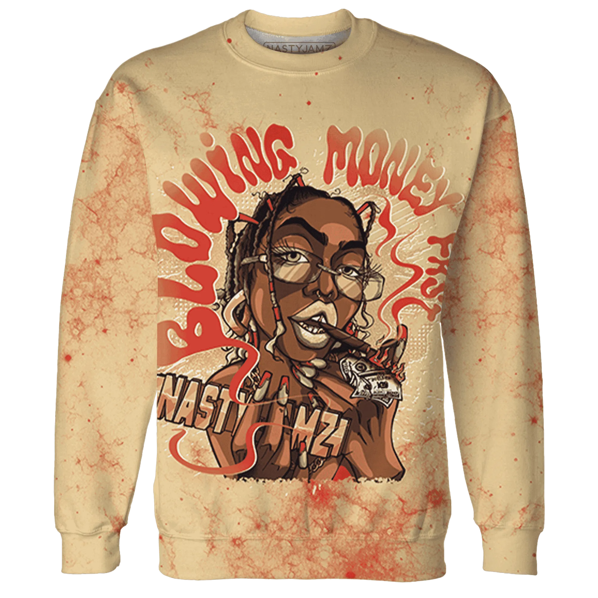 Dunk-Strawberry-Waffle-NastyJamz-Sweatshirt-Match-Blowing-Money-Fast-Girl-3D