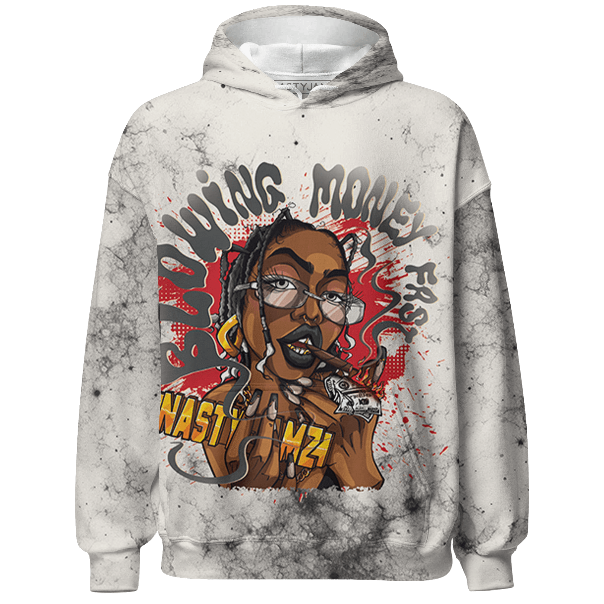 Jumman Jack Universityy Red Hoodie Match Blowing Money Fast Girl 3D All-Over Print - NastyJamz