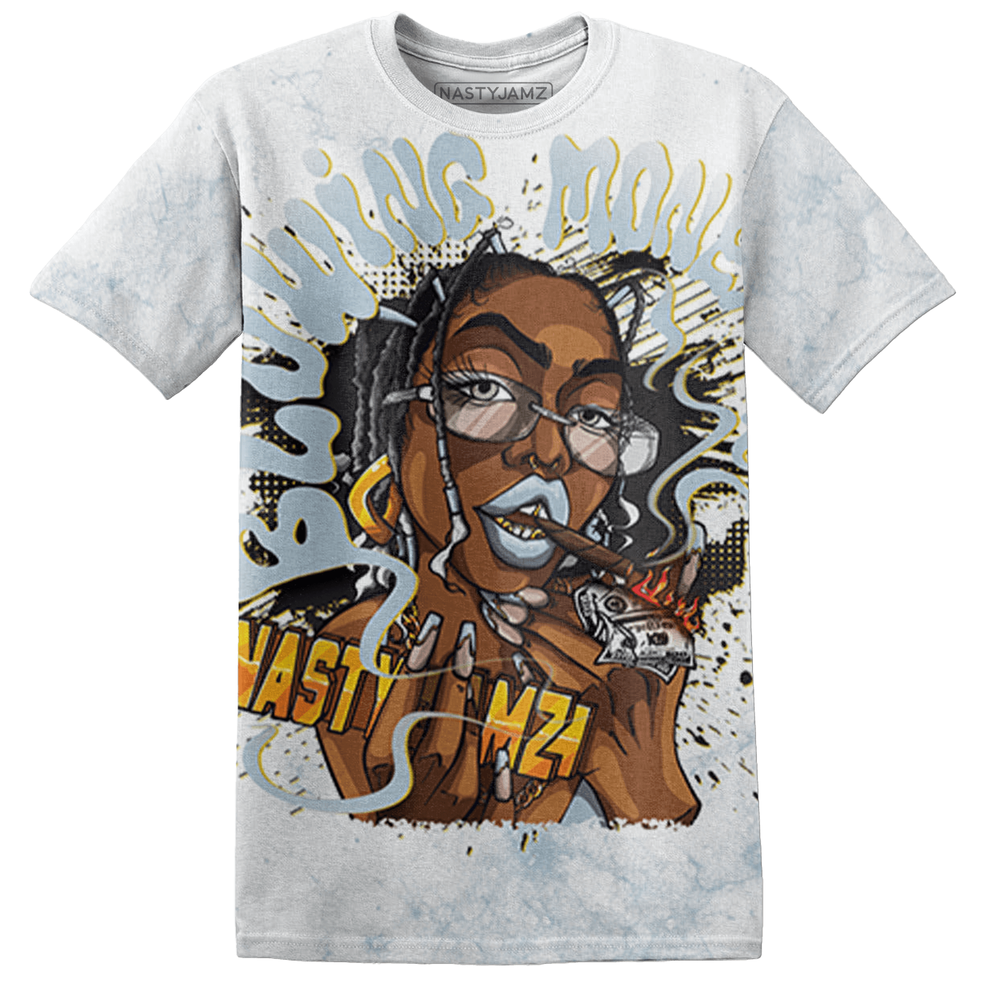 Blue Grey 13s T Shirt Match Blowing Money Fast Girl 3D All-Over Print - NastyJamz