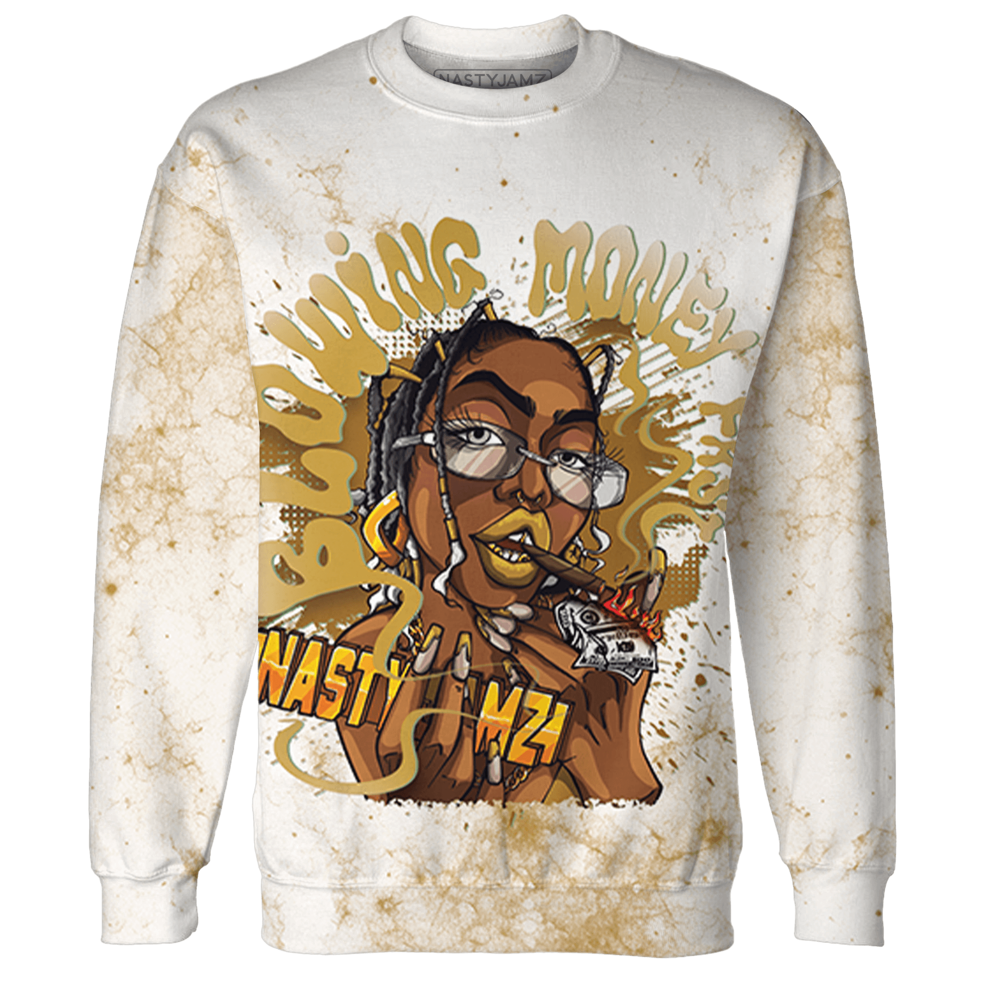 Wheat 13s Sweatshirt Match Blowing Money Fast Girl 3D All-Over Print - NastyJamz