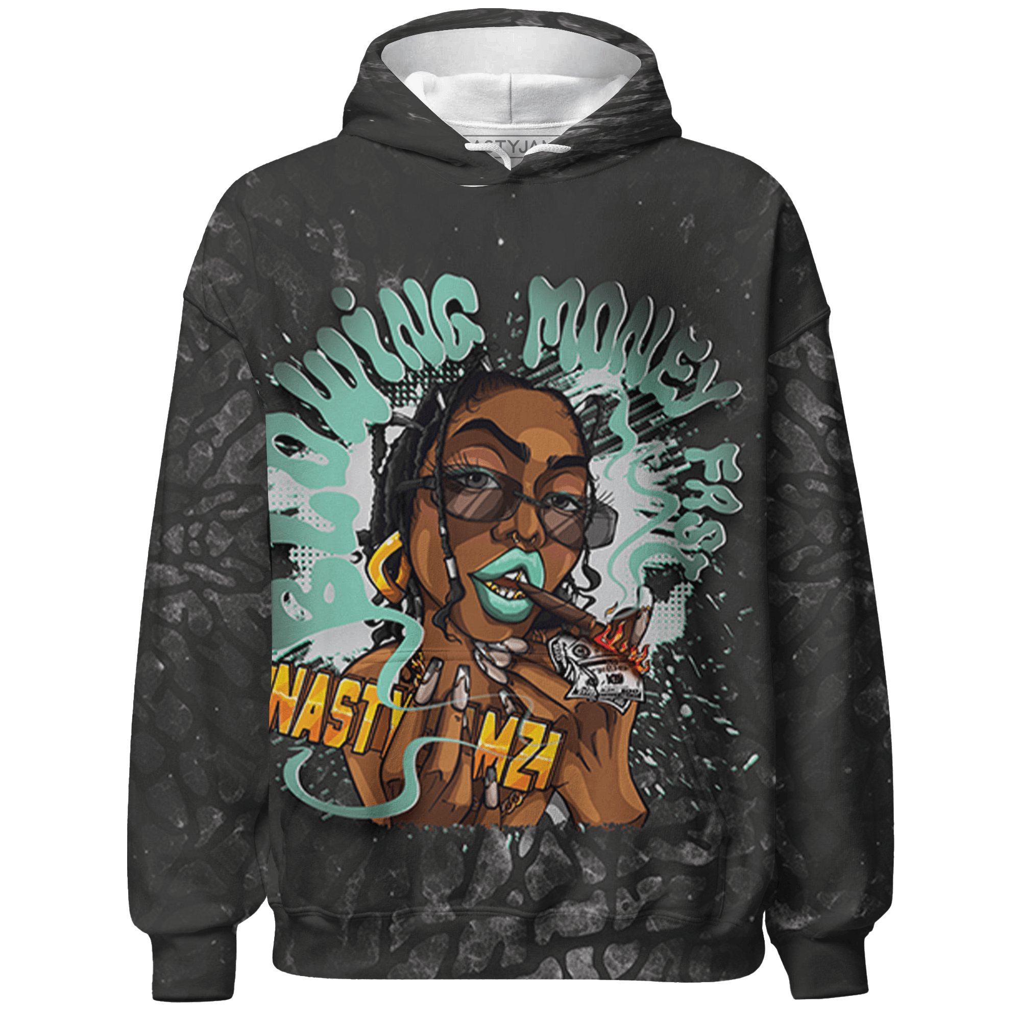 Green Glow 3s Hoodie Match Blowing Money Fast Girl 3D All-Over Print - NastyJamz