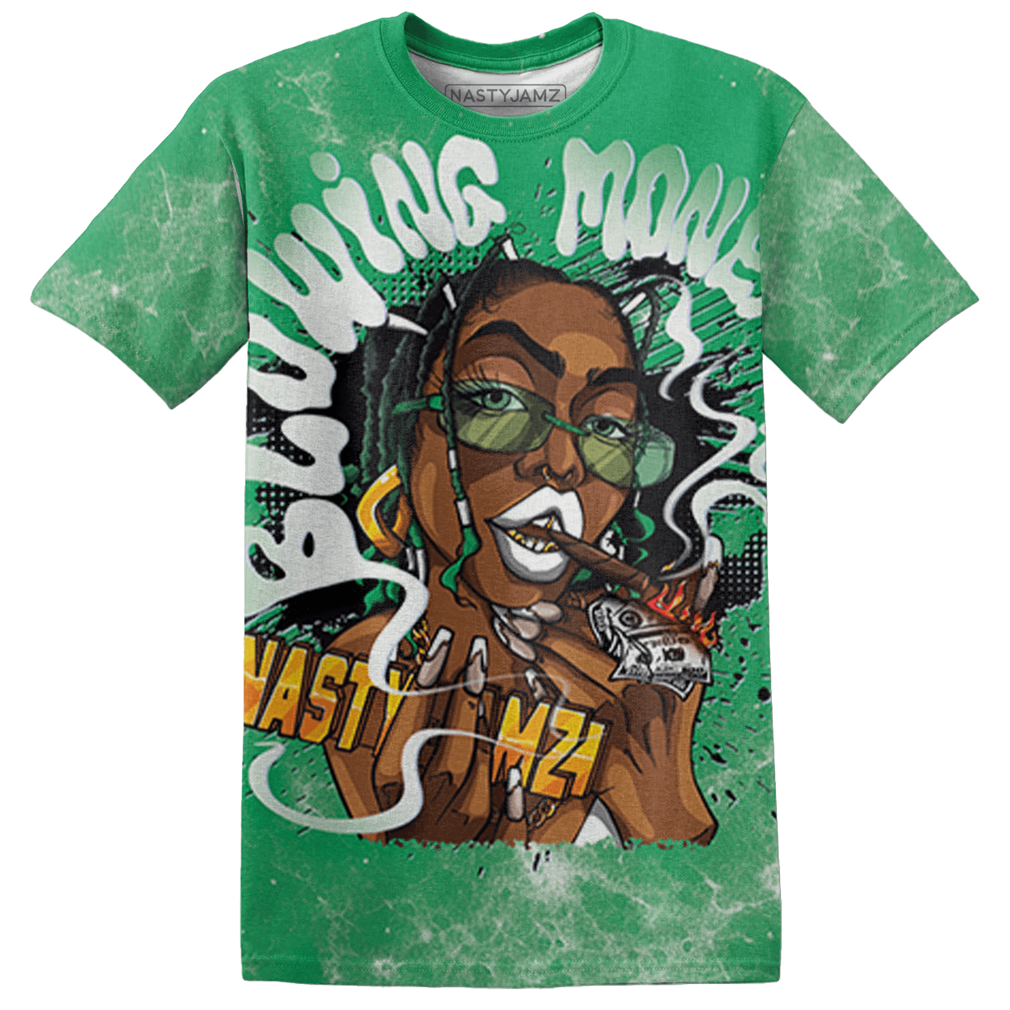 Lucky Green 5s T Shirt Match Blowing Money Fast Girl 3D All-Over Print - NastyJamz
