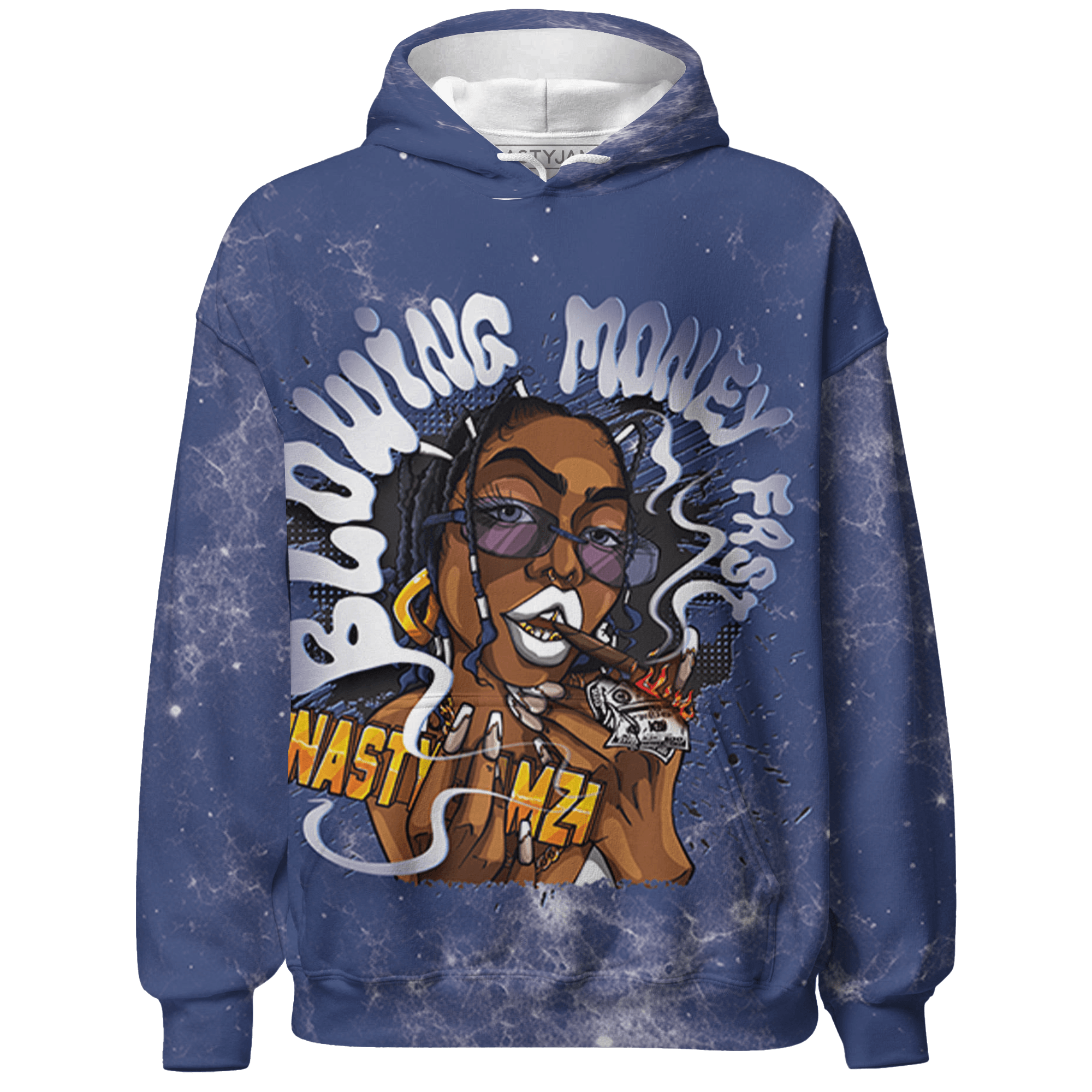 Midnight Navy 5s Hoodie Match Blowing Money Fast Girl 3D All-Over Print - NastyJamz