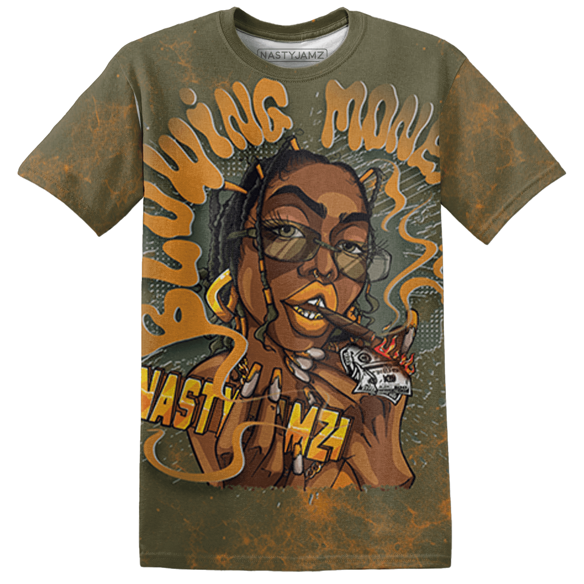 Olive 5s T Shirt Match Blowing Money Fast Girl 3D All-Over Print - NastyJamz