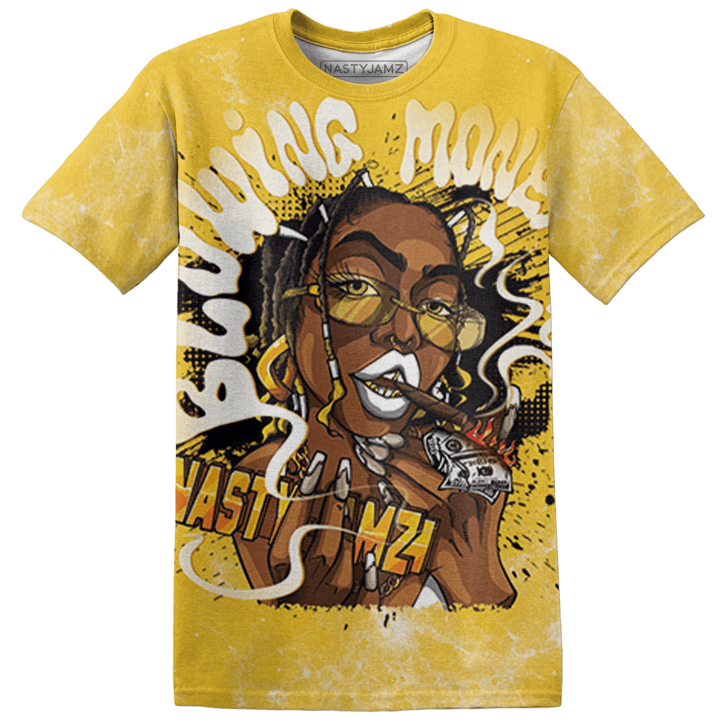 Yellow Ochre 6s T Shirt Match Blowing Money Fast Girl 3D All-Over Print - NastyJamz