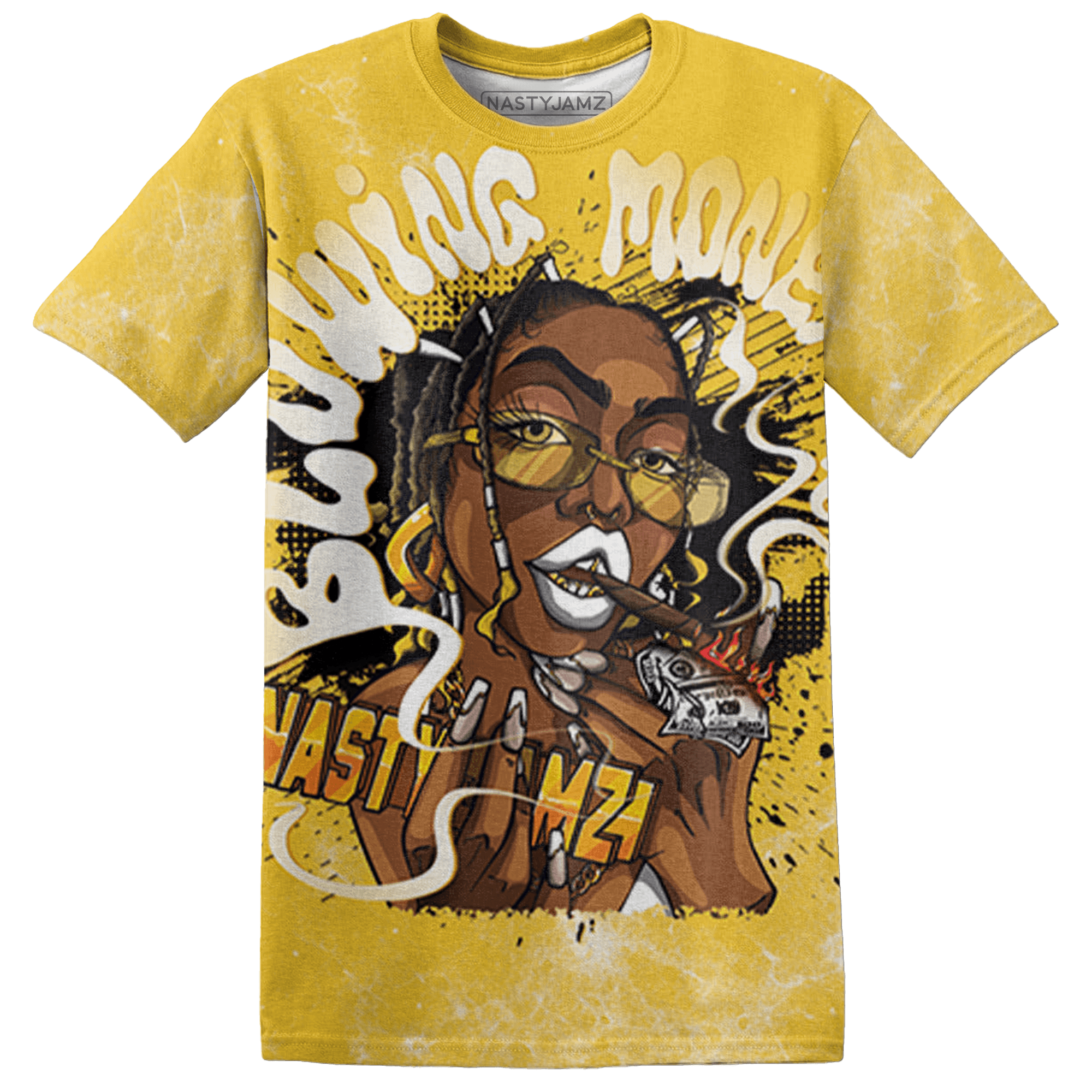 Yellow Ochre 6s T Shirt Match Blowing Money Fast Girl 3D All-Over Print - NastyJamz