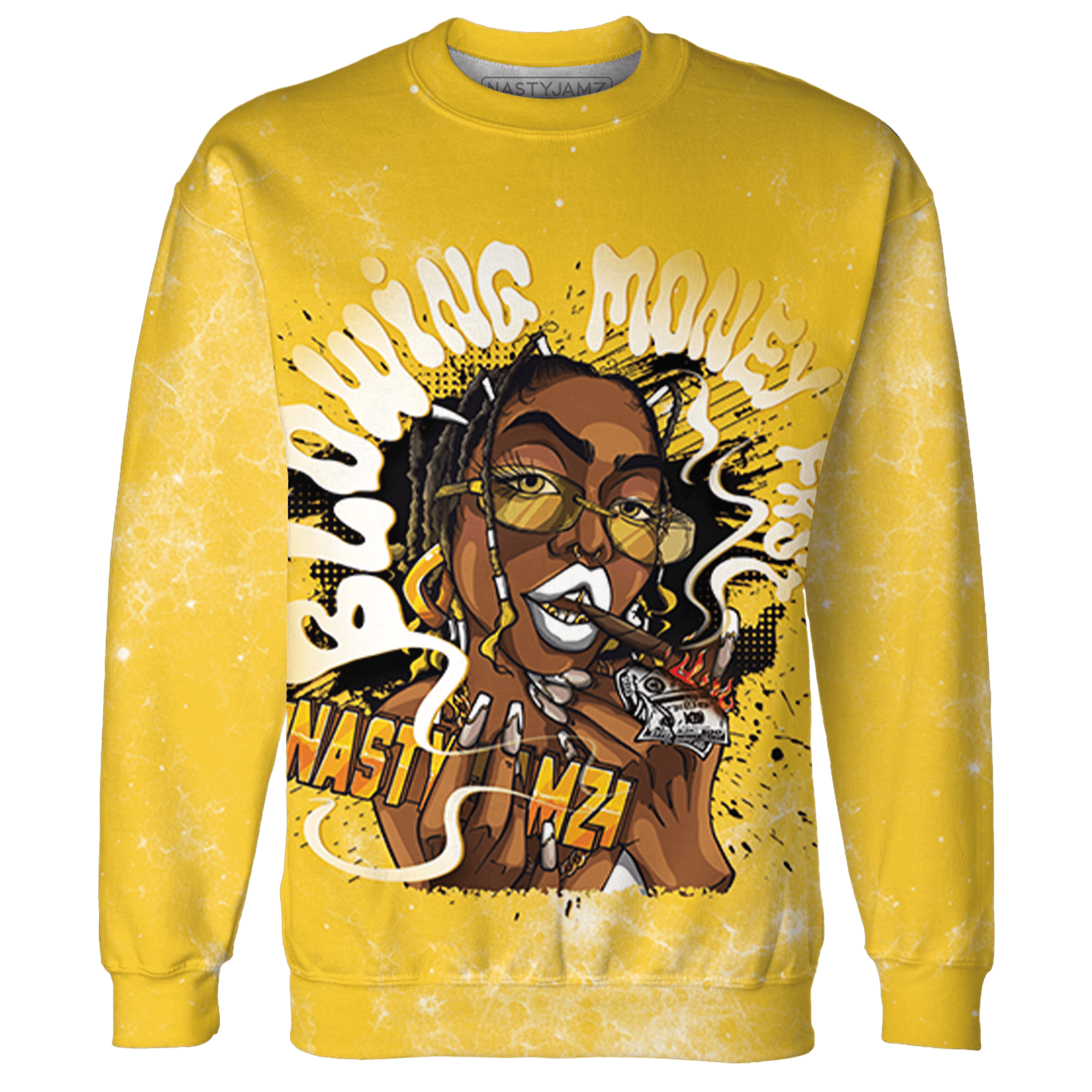 Yellow Ochre 6s Sweatshirt Match Blowing Money Fast Girl 3D All-Over Print - NastyJamz
