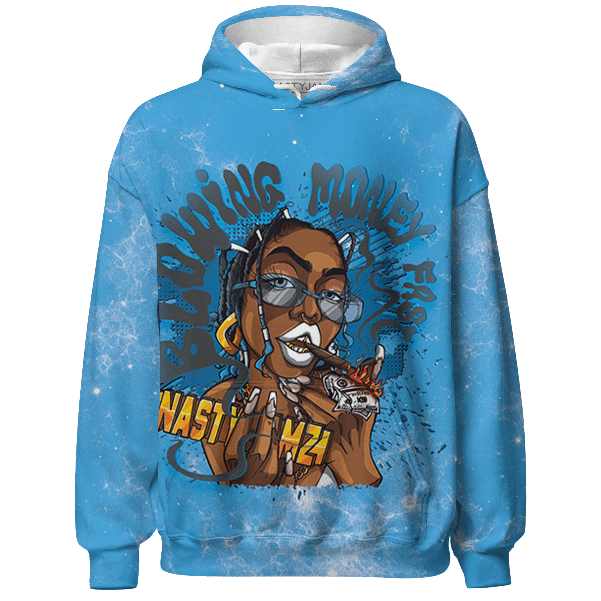 Powder Blue 9s Hoodie Match Blowing Money Fast Girl 3D All-Over Print - NastyJamz