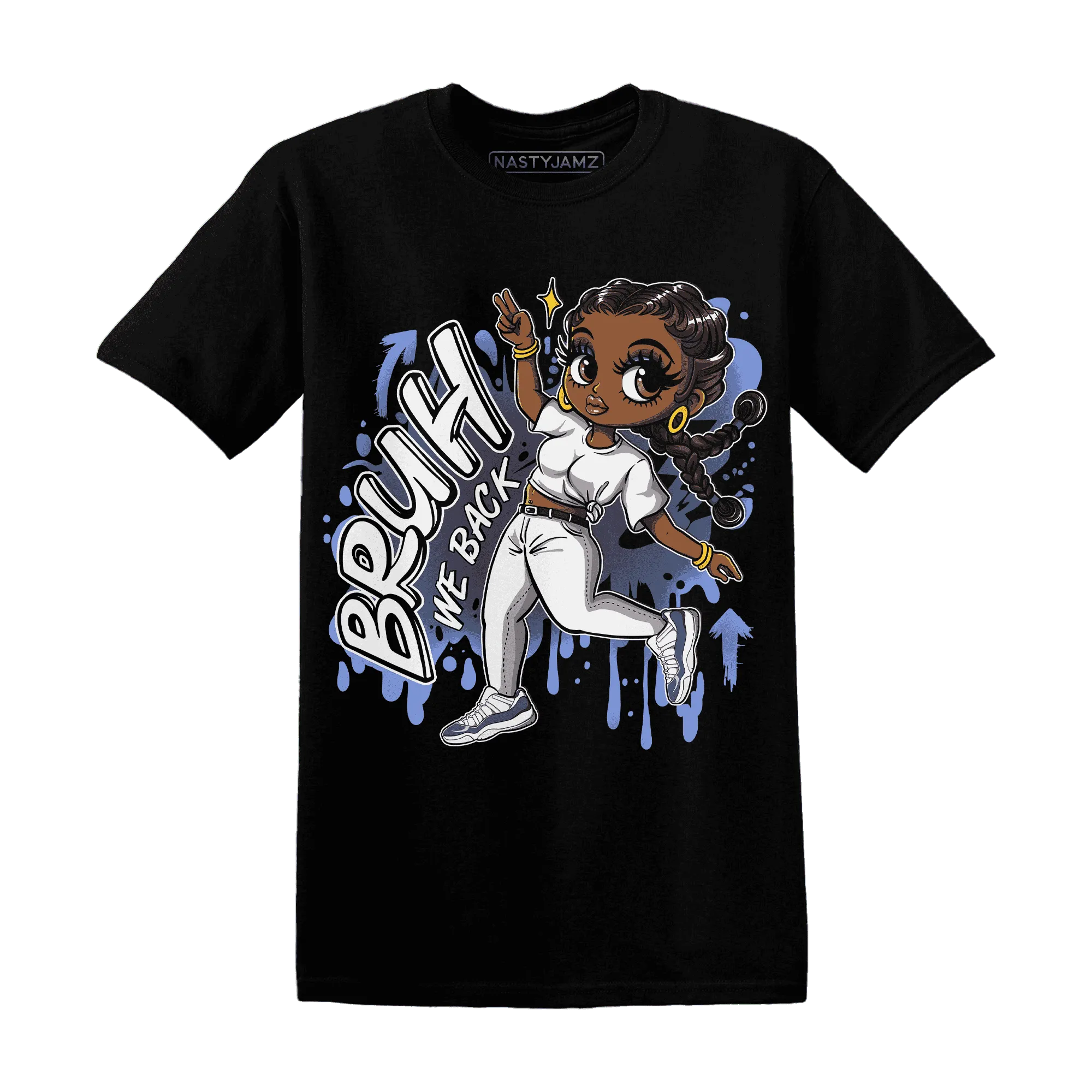 Low-Diffused-Blue-11s-T-Shirt-Match-Bruh-We-Back-Girl