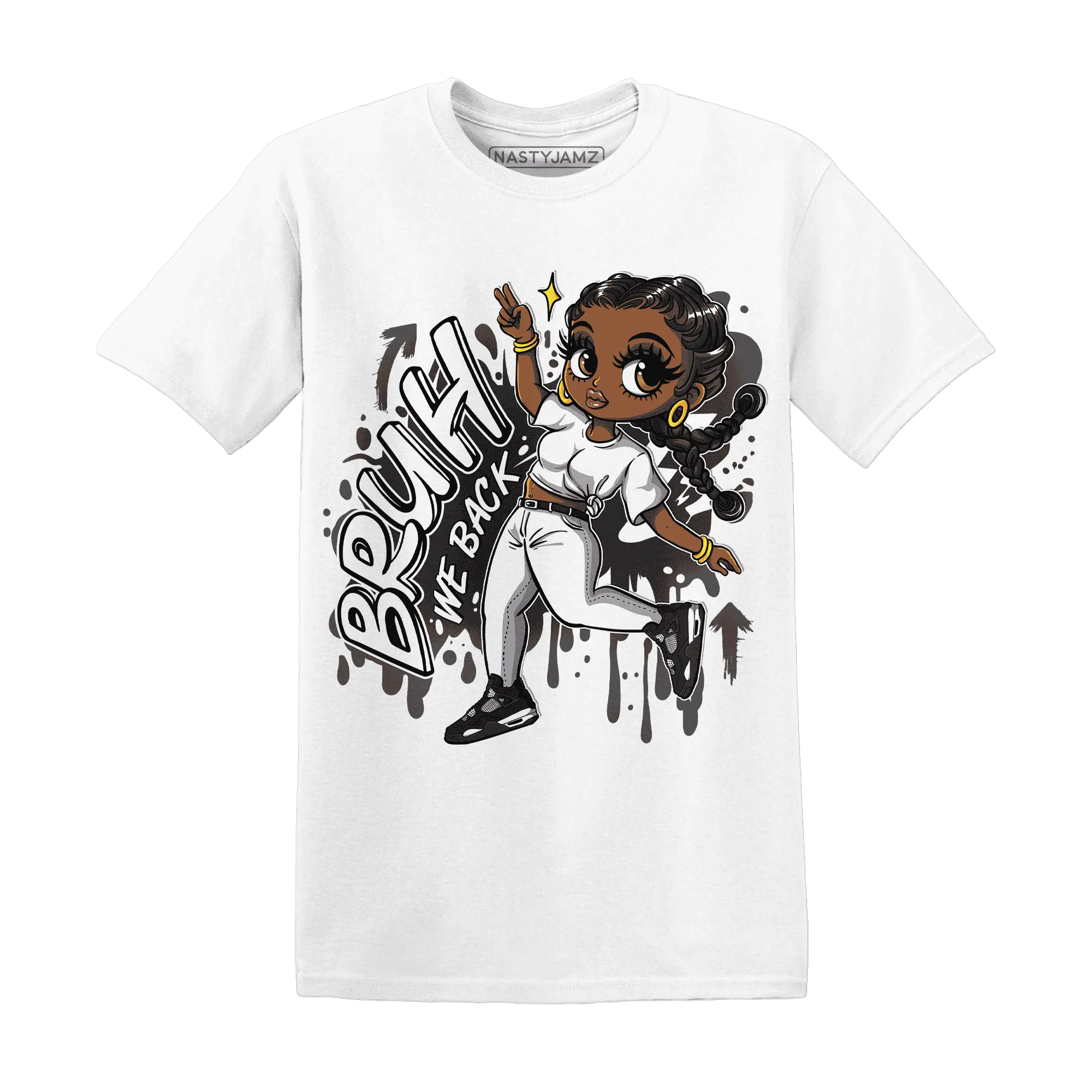 White-Thunder-4s-T-Shirt-Match-Bruh-We-Back-Girl