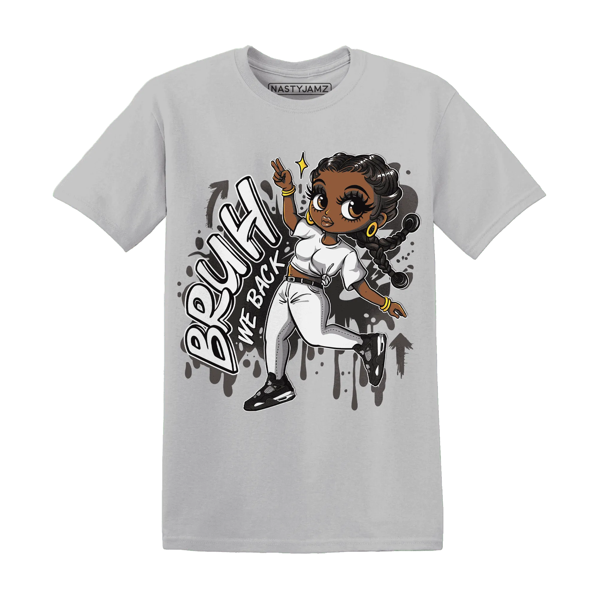 White-Thunder-4s-T-Shirt-Match-Bruh-We-Back-Girl