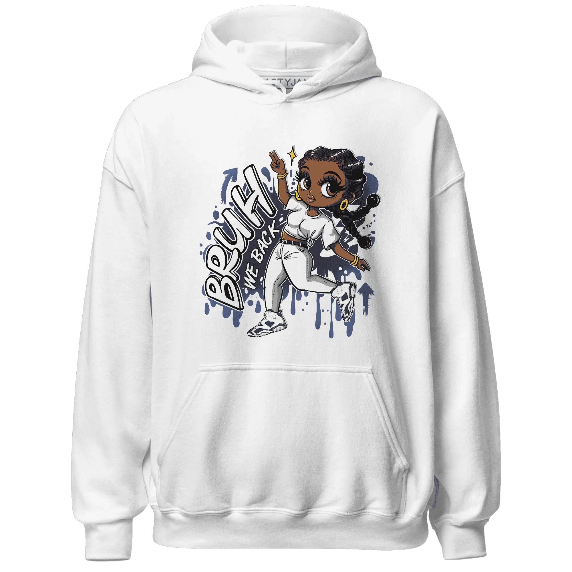 White-Navy-6s-Hoodie-Match-Bruh-We-Back-Girl