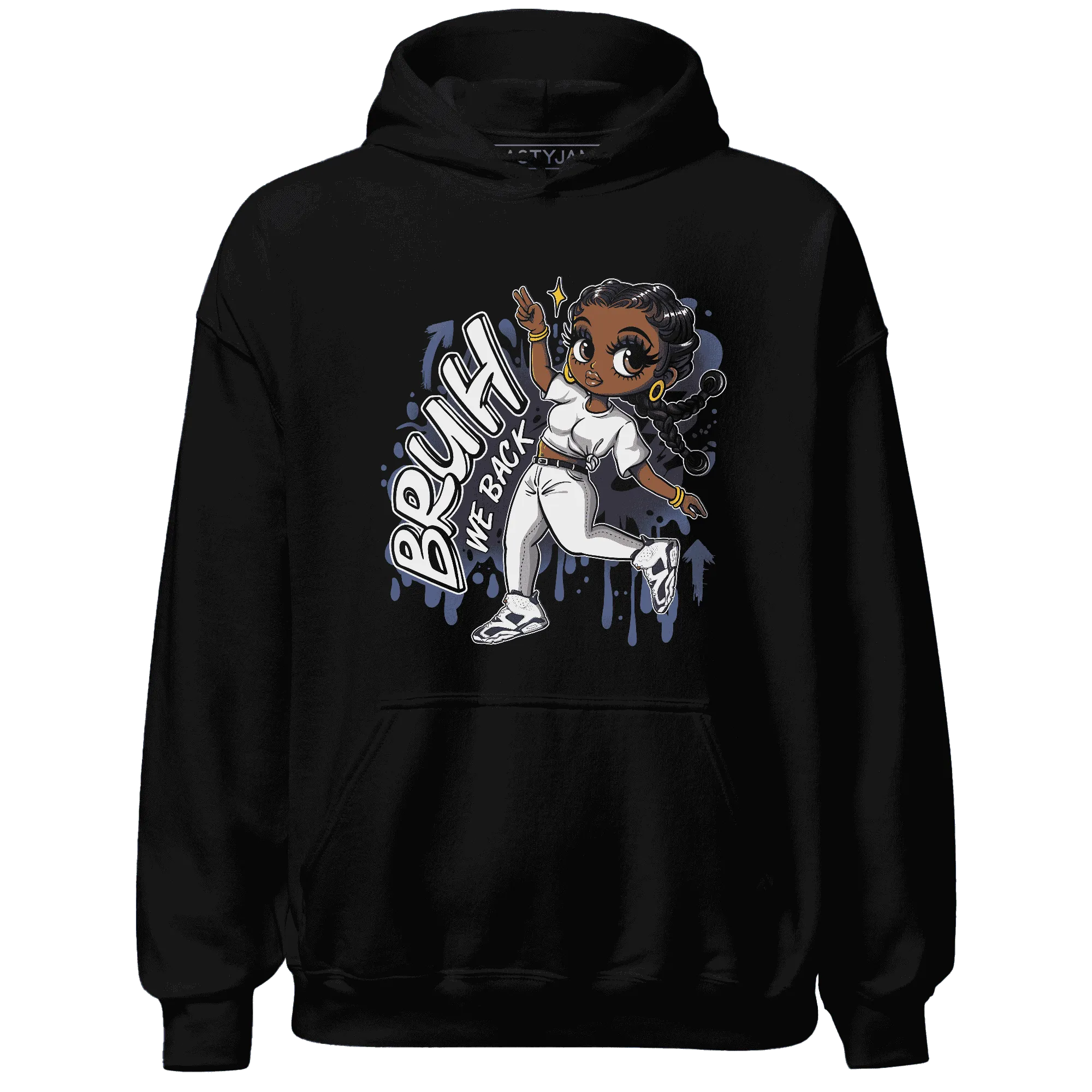 White-Navy-6s-Hoodie-Match-Bruh-We-Back-Girl