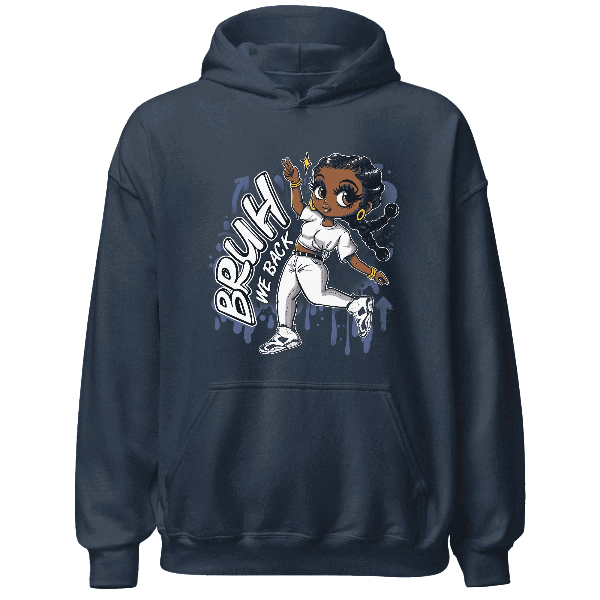 White-Navy-6s-Hoodie-Match-Bruh-We-Back-Girl