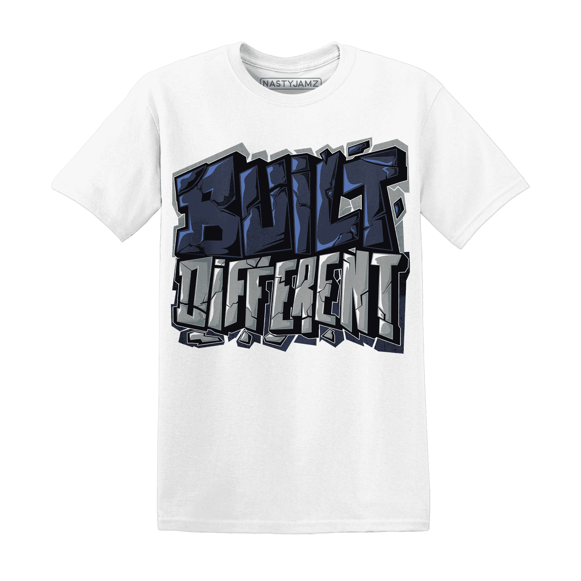 VaporMax-Plus-Midnight-Navy-White-Metallic-Silver-NastyJamz-T-Shirt-Match-Built-Different
