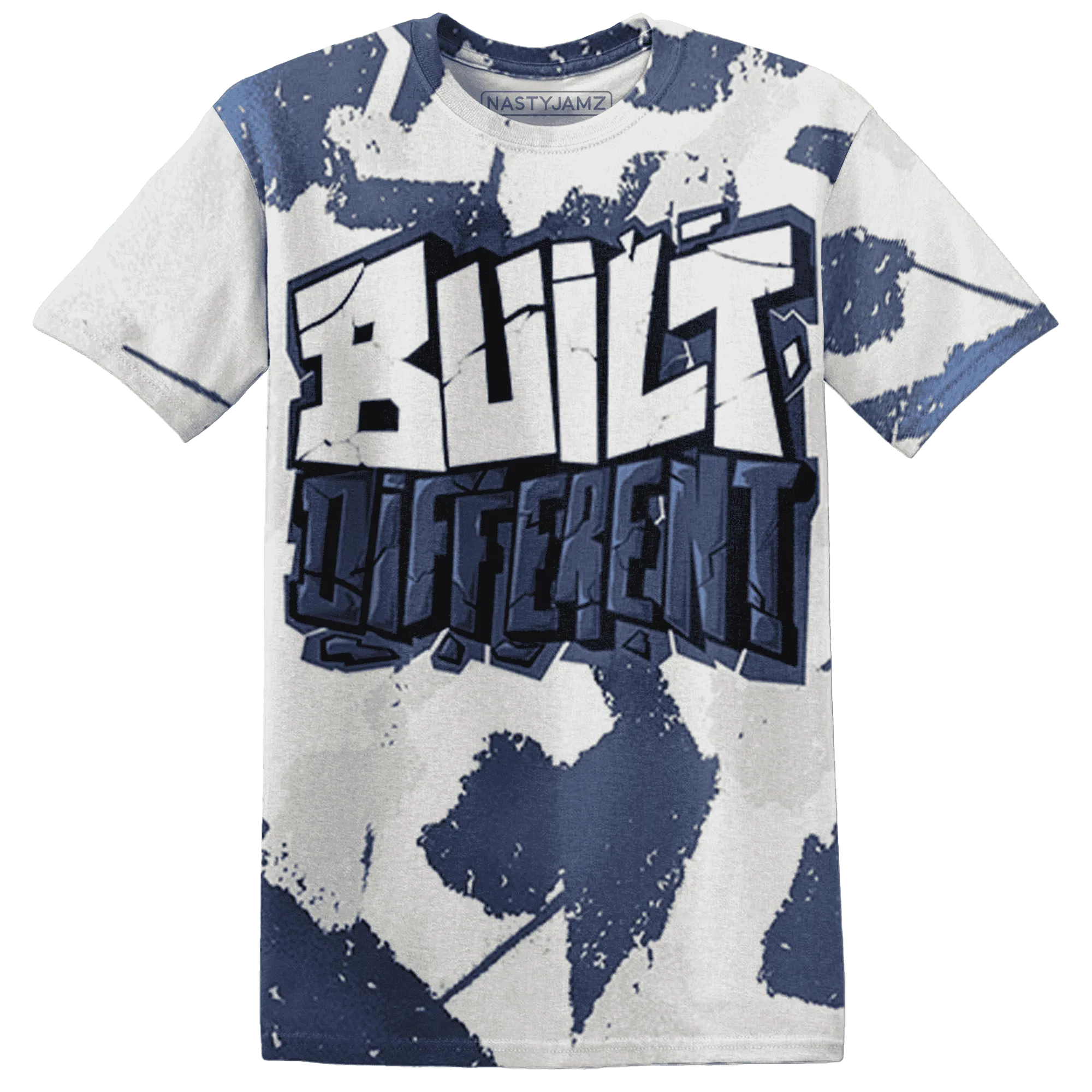 Low-Diffused-Blue-11s-T-Shirt-Match-Built-Different-3D-Broken