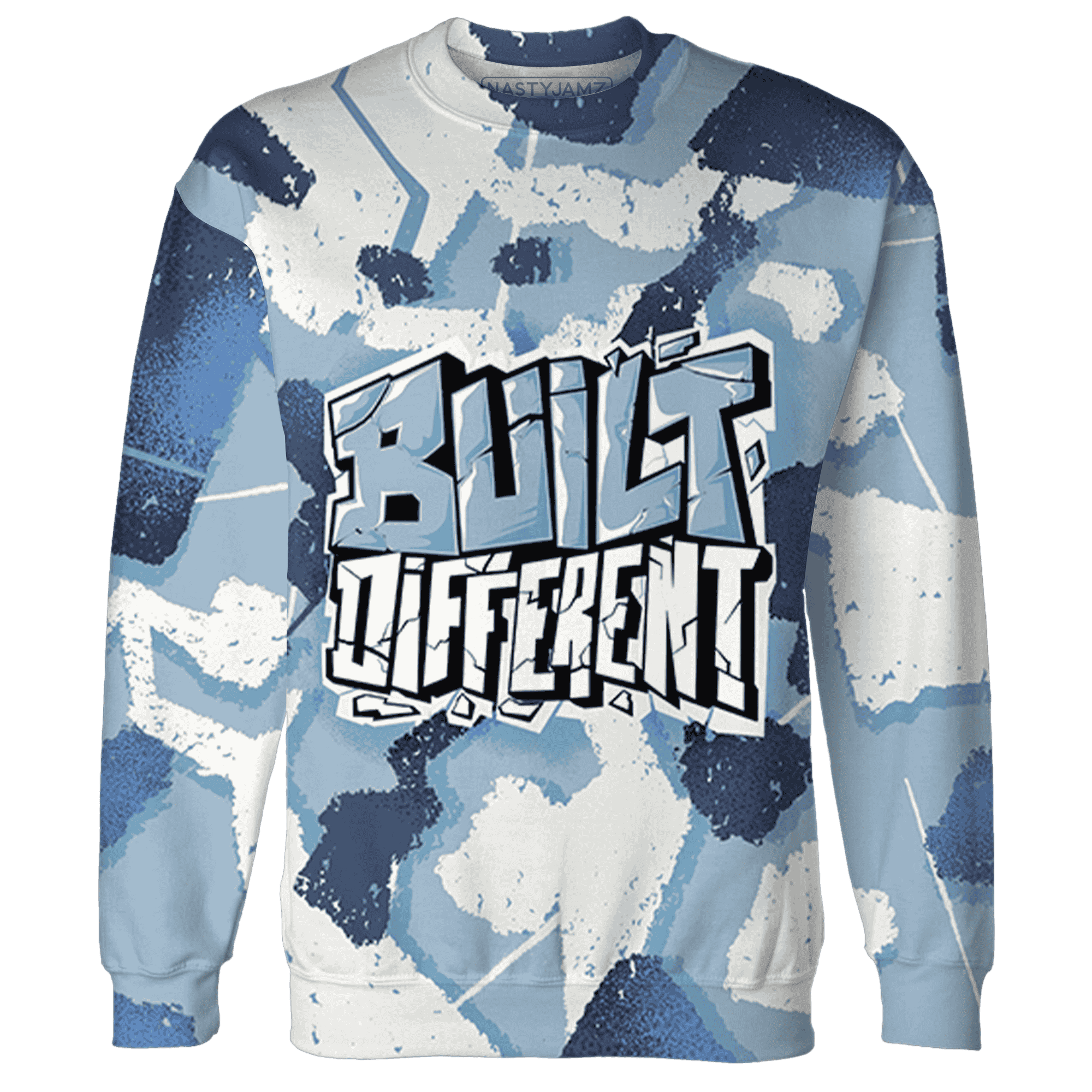 Mid Diffused Blue Grey 1s Sweatshirt Match Built Different 3D All-Over Print Broken - NastyJamz