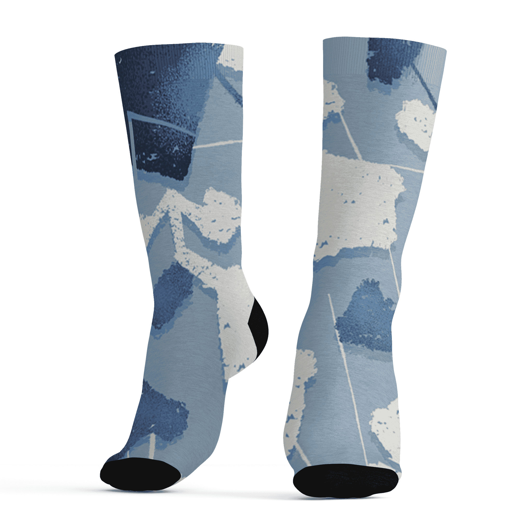 Mid Diffused Blue Grey 1s Socks Match Built Different 3D All-Over Print Broken - NastyJamz