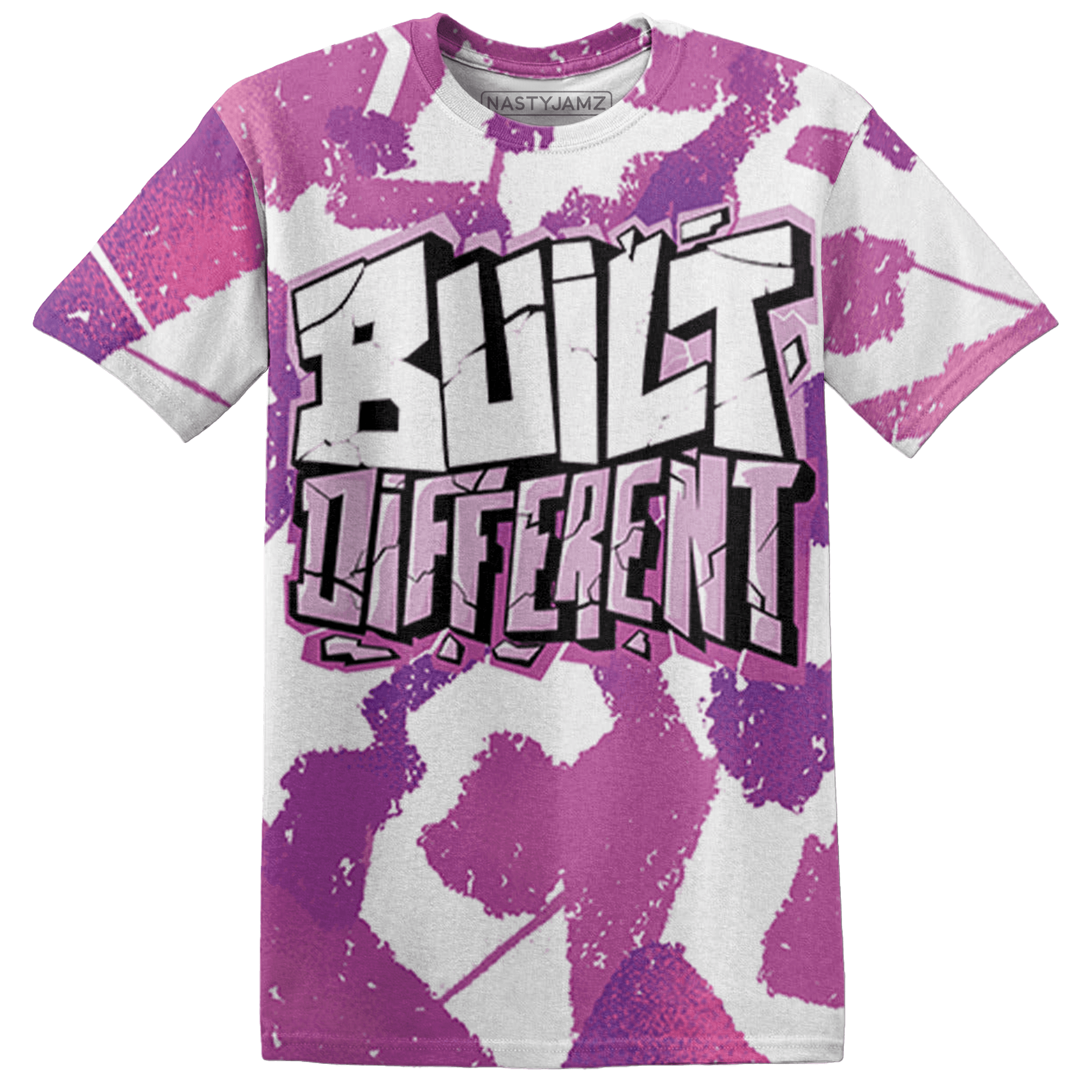 GS Hyper Violet 4s T Shirt Match Built Different 3D All-Over Print Broken - NastyJamz