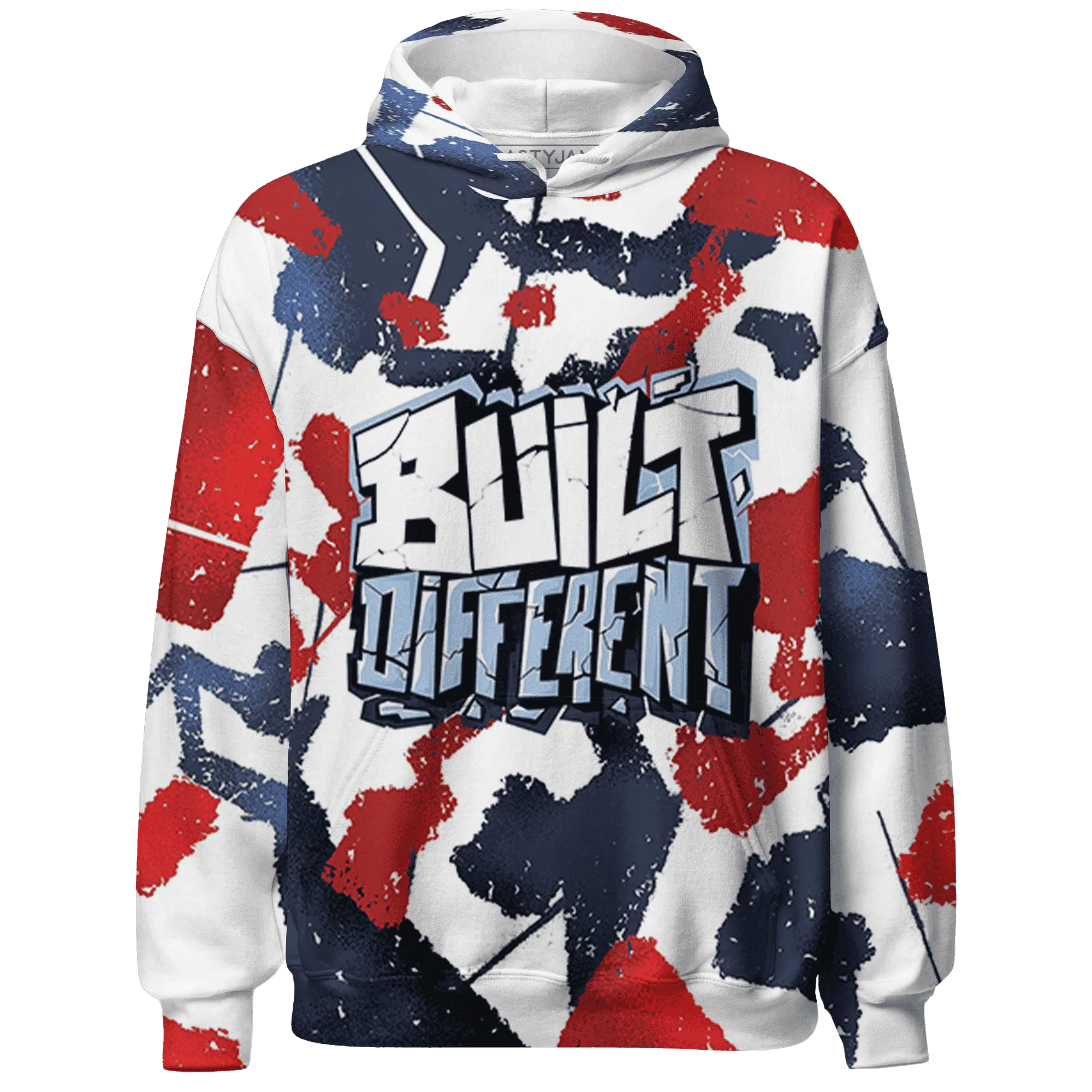 White-Navy-6s-Hoodie-Match-Built-Different-3D-Broken